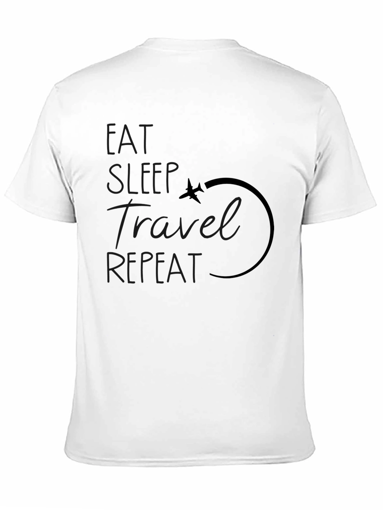 Eat Sleep Travel Repeat Black Graphic T-Shirt