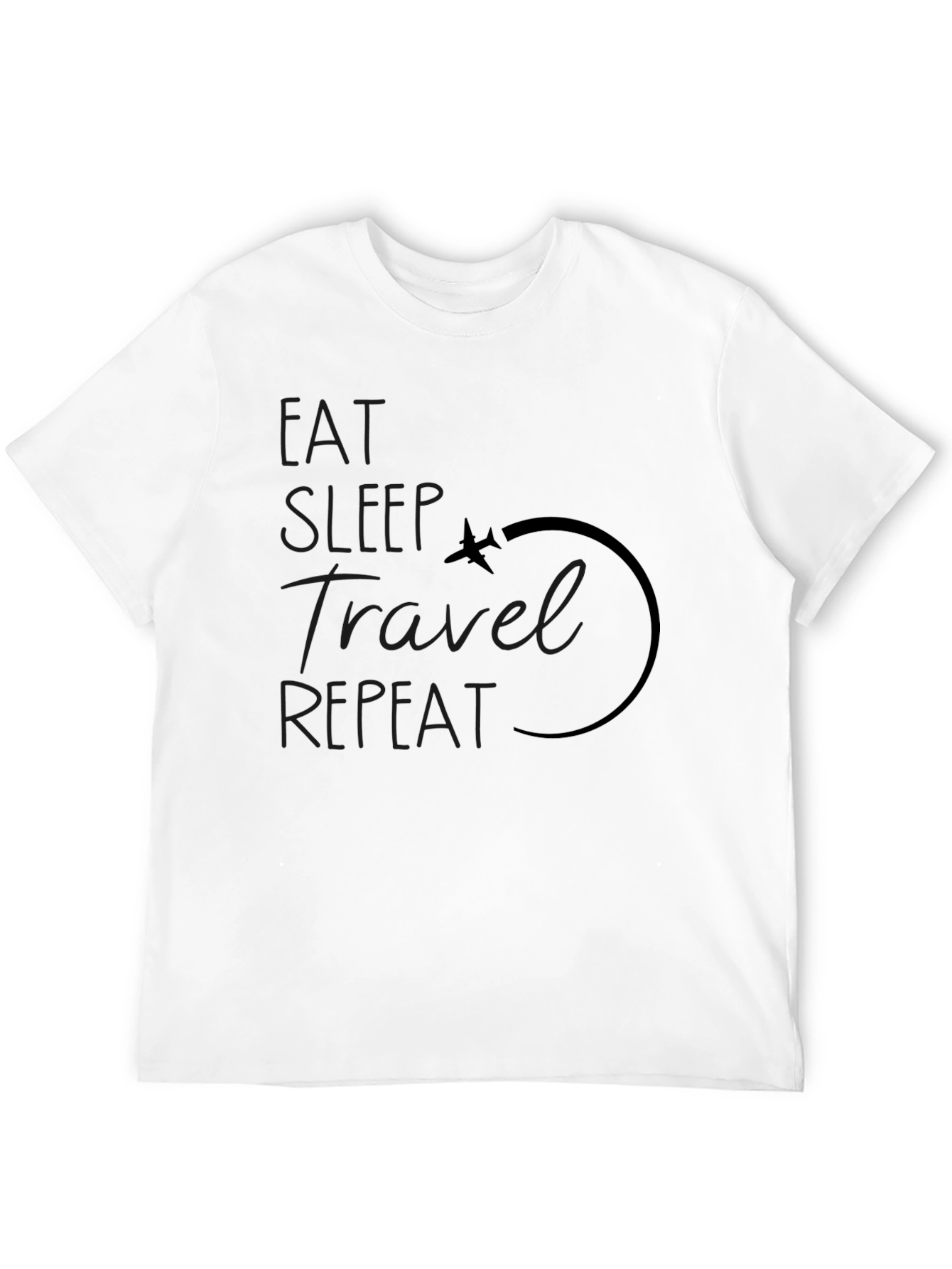 Eat Sleep Travel Repeat Black Graphic T-Shirt