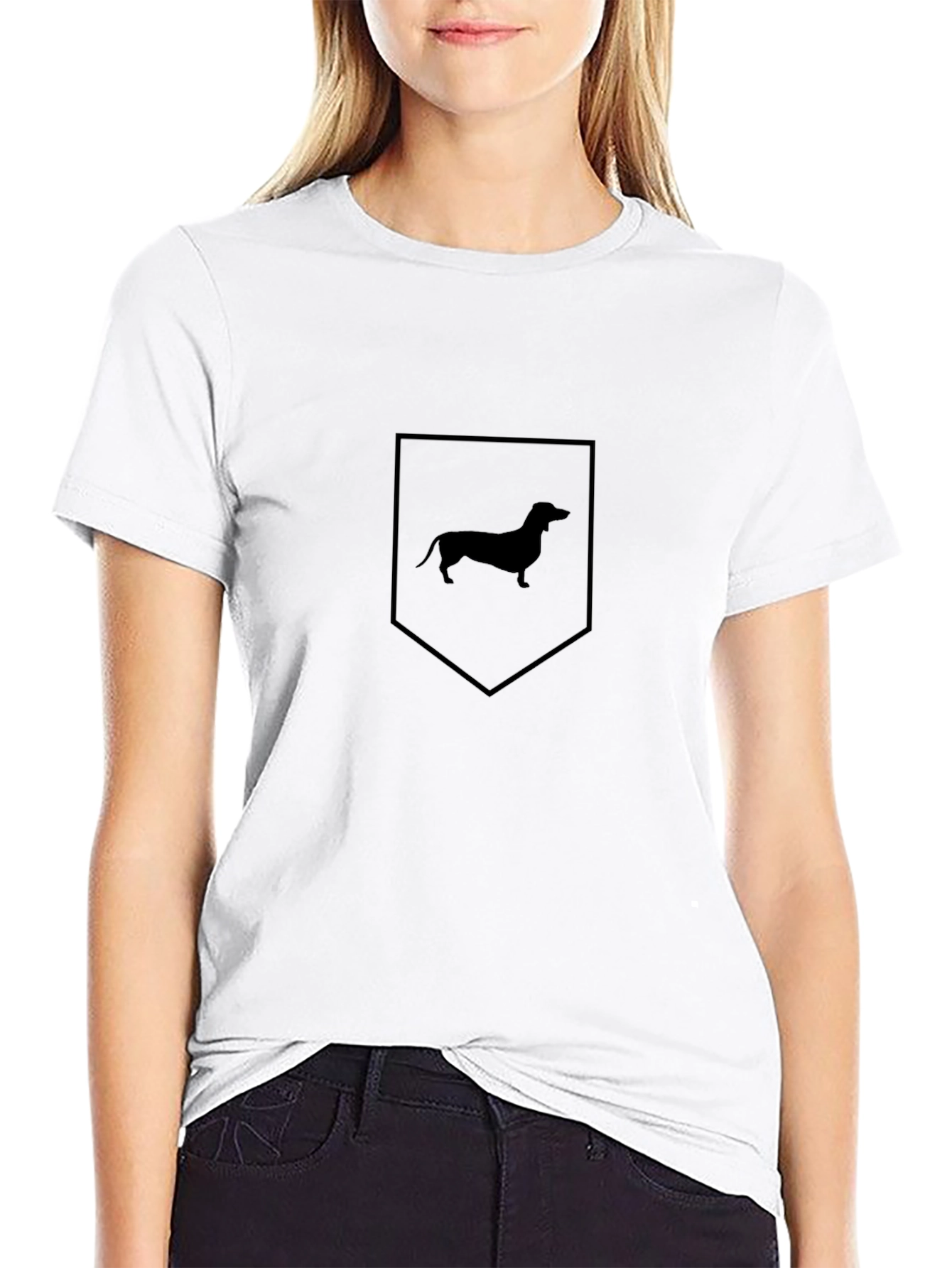 Dachshund Silhouette Graphic Tee - Black