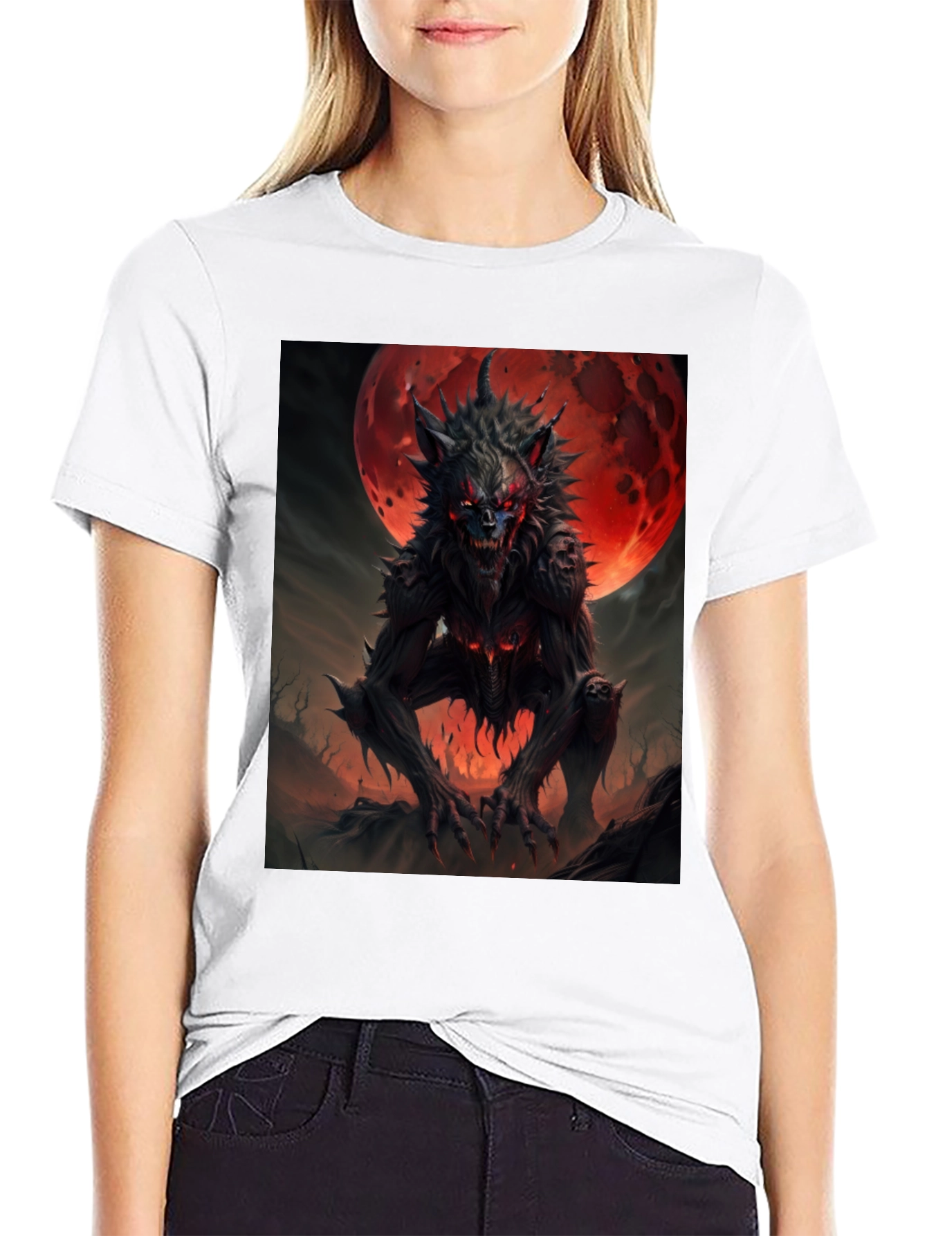 Werewolf Graphic Tee - Creepy Moon T-Shirt