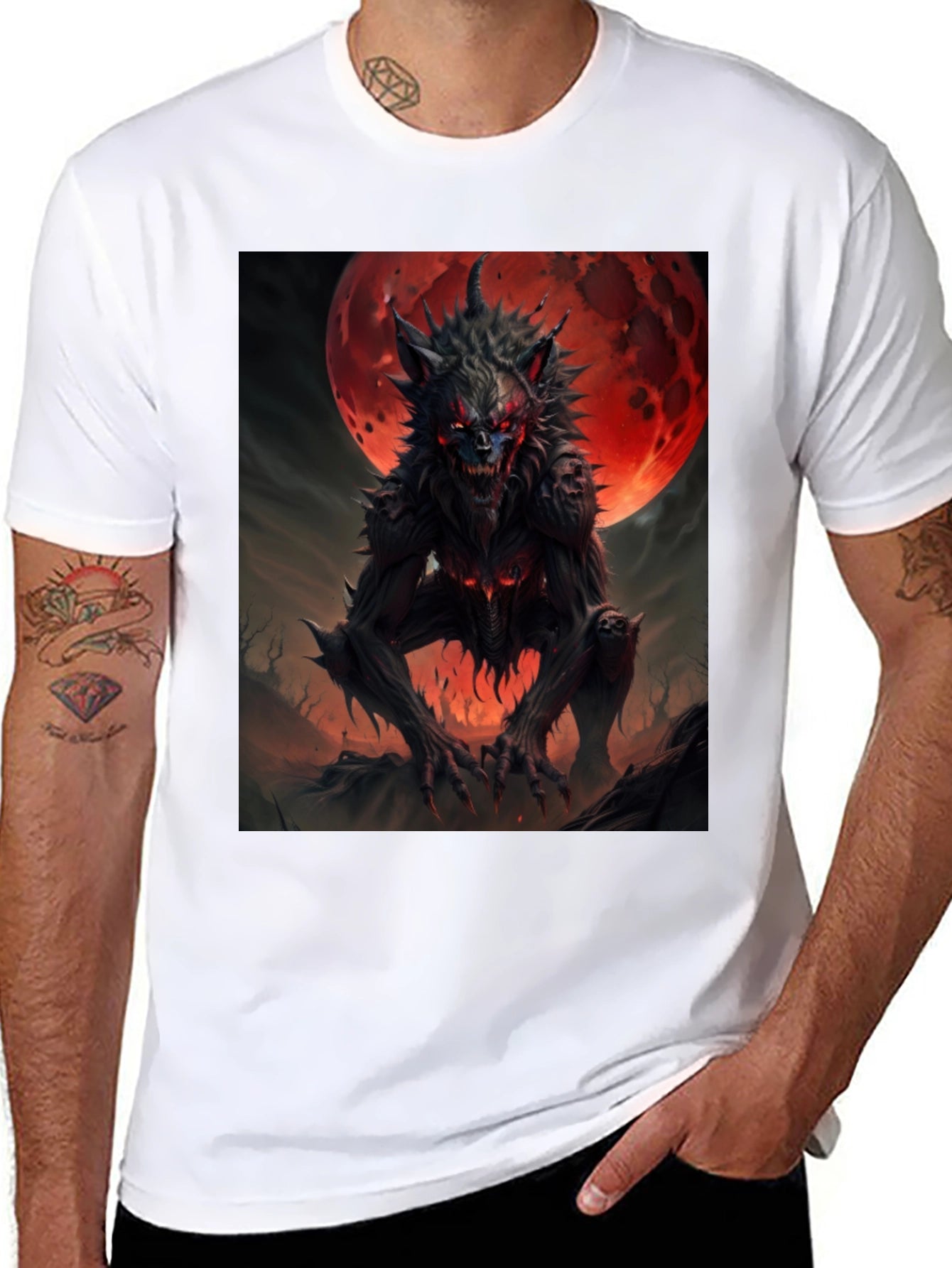 Werewolf Graphic Tee - Creepy Moon T-Shirt