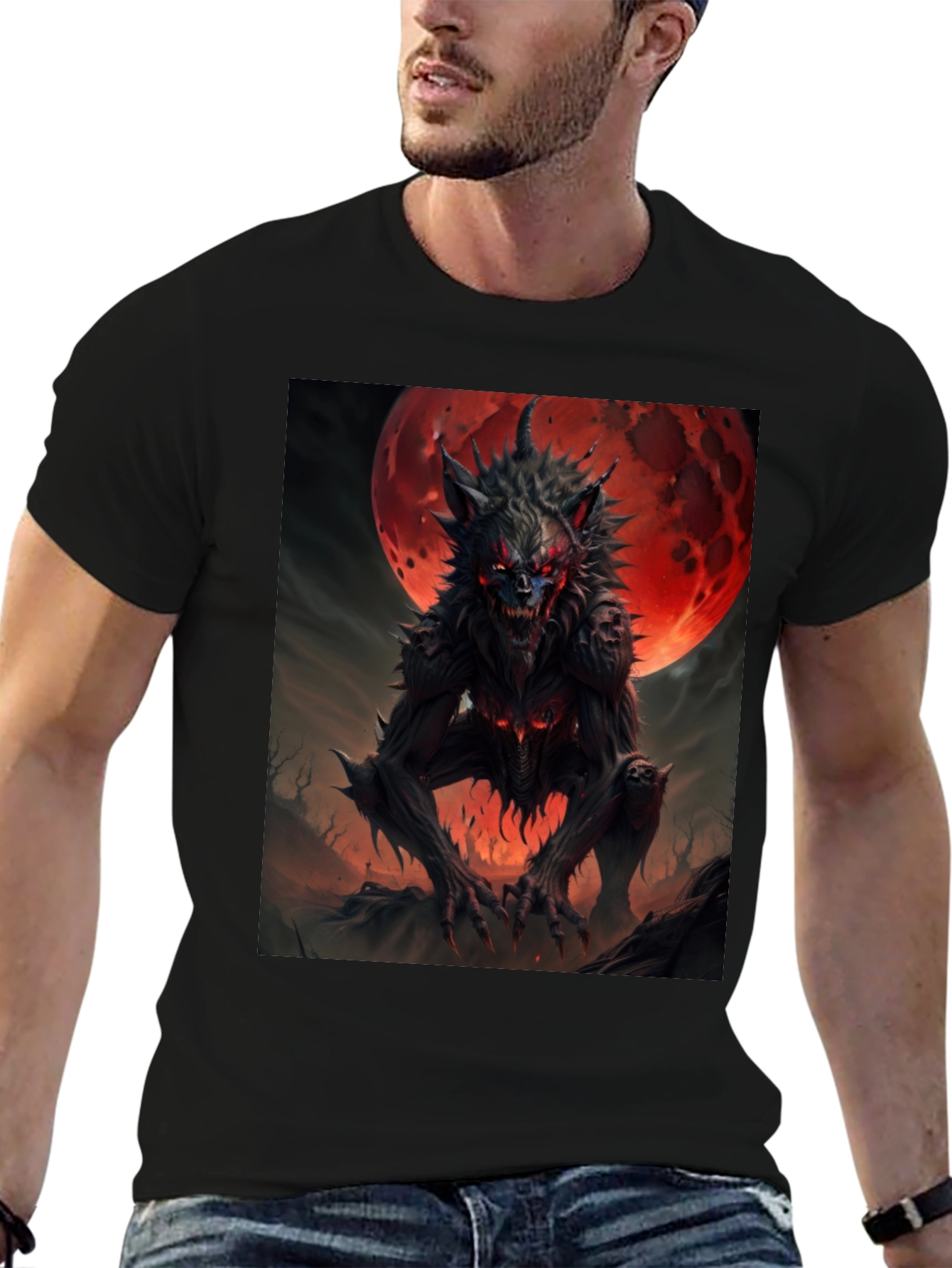 Werewolf Graphic Tee - Creepy Moon T-Shirt