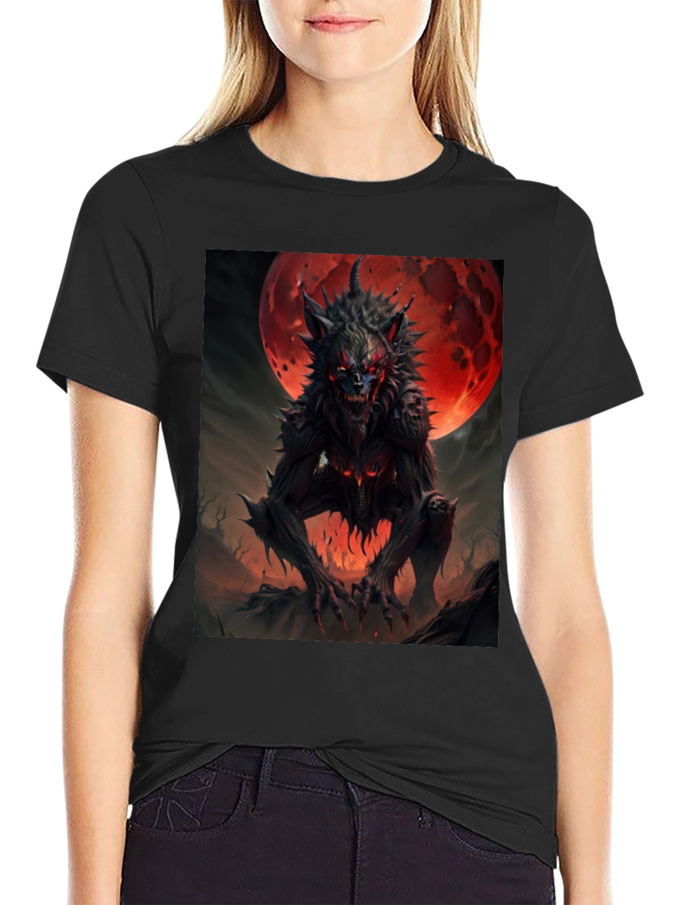 Werewolf Graphic Tee - Creepy Moon T-Shirt