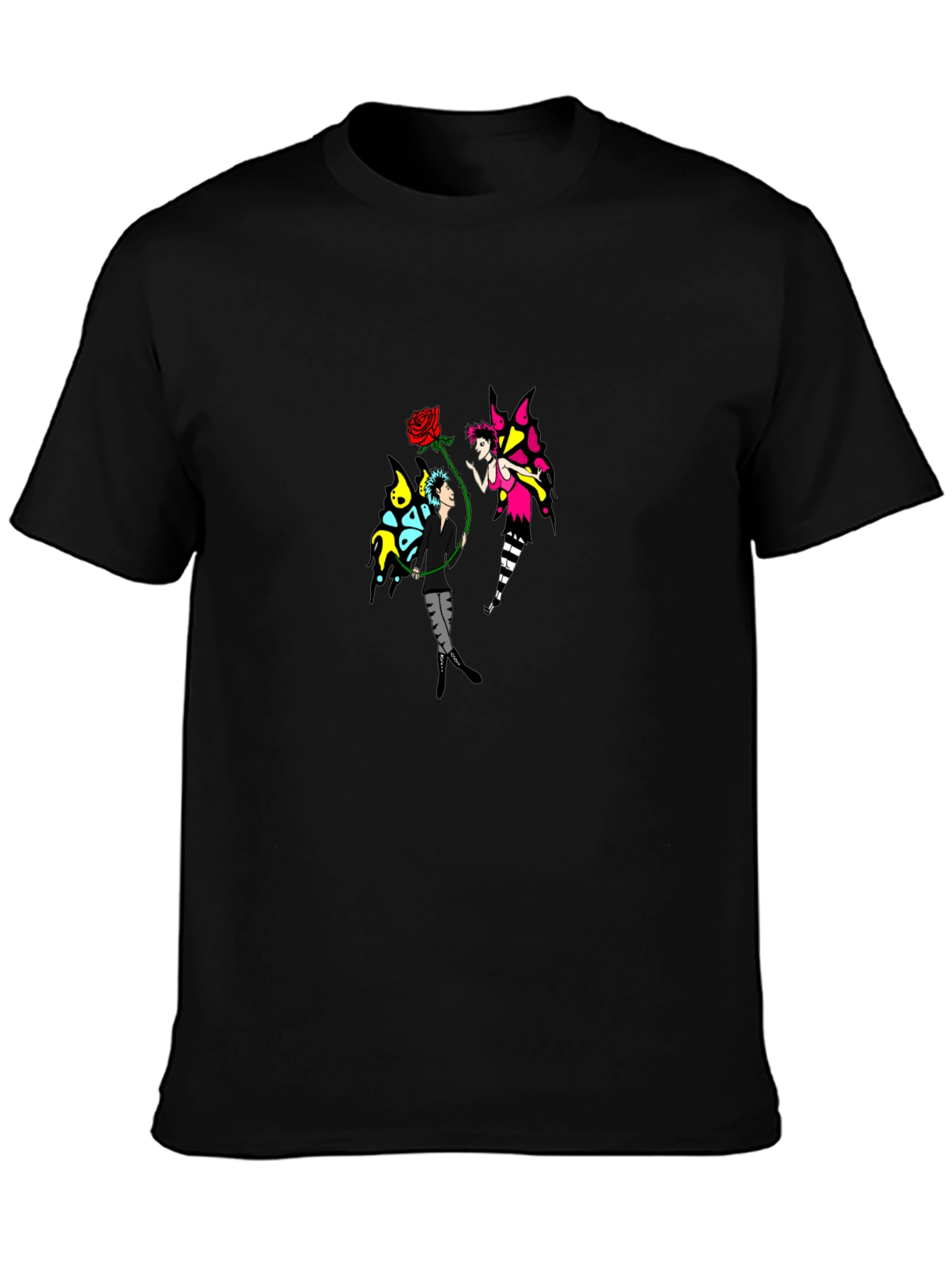 Fairy Rose Graphic Black T-Shirt