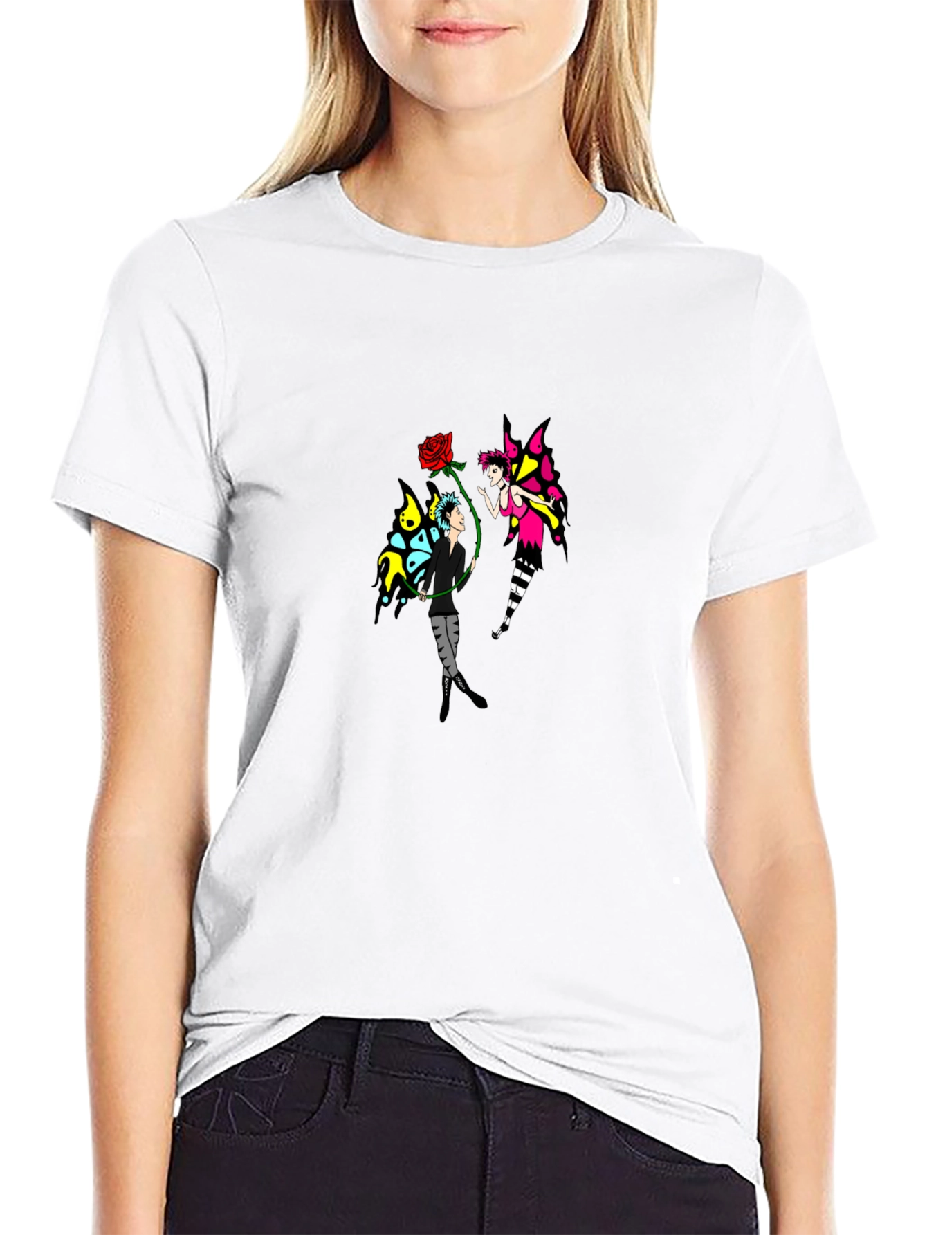 Fairy Rose Graphic Black T-Shirt