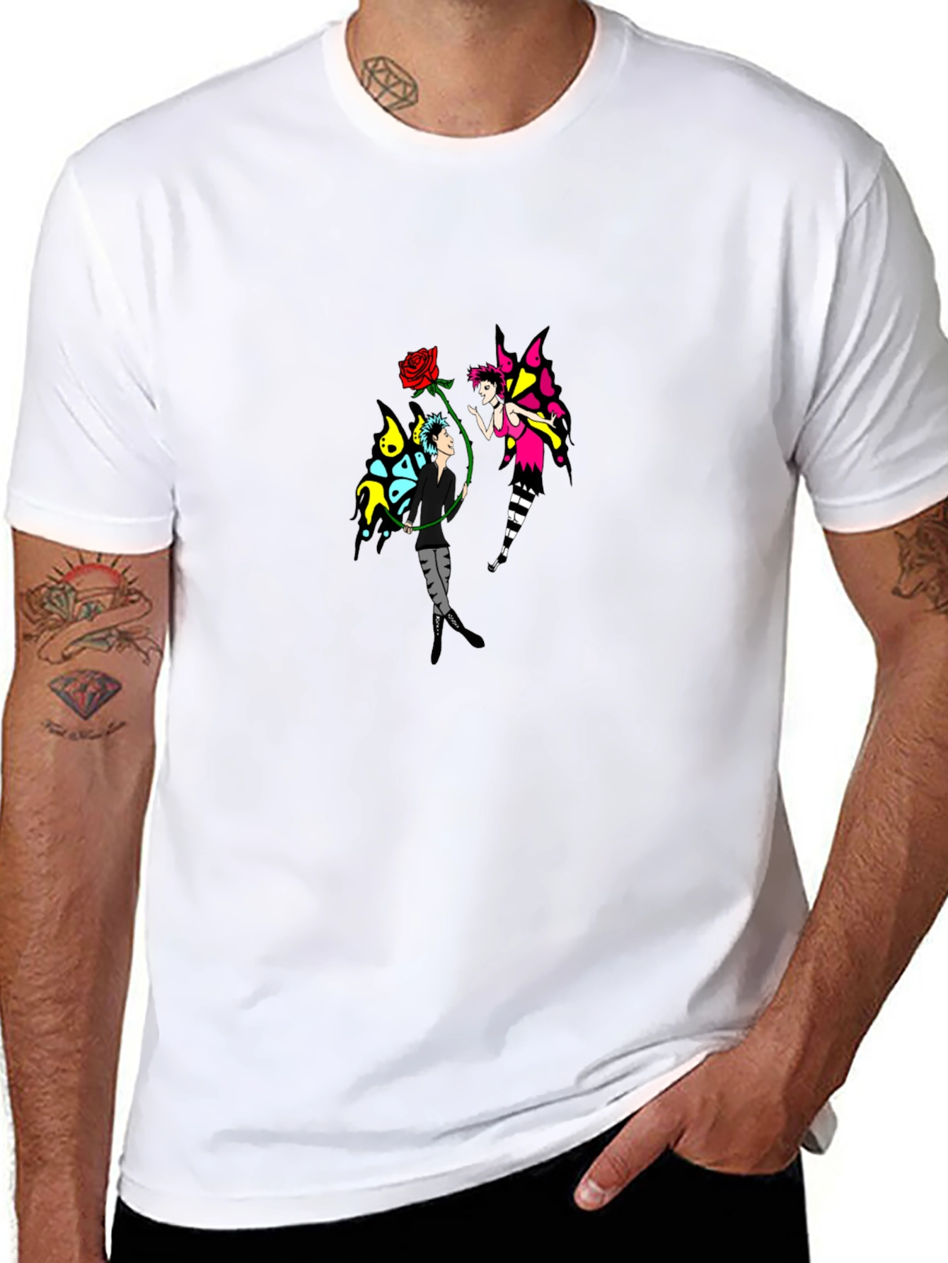 Fairy Rose Graphic Black T-Shirt