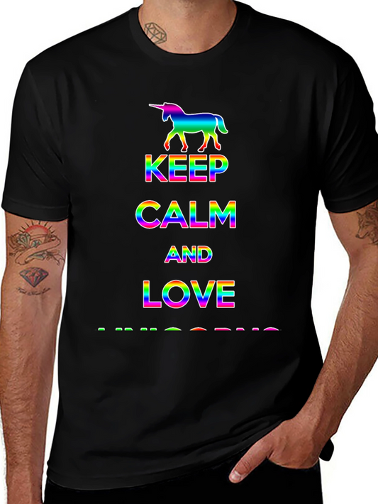 Rainbow Unicorn Keep Calm Love T-Shirt