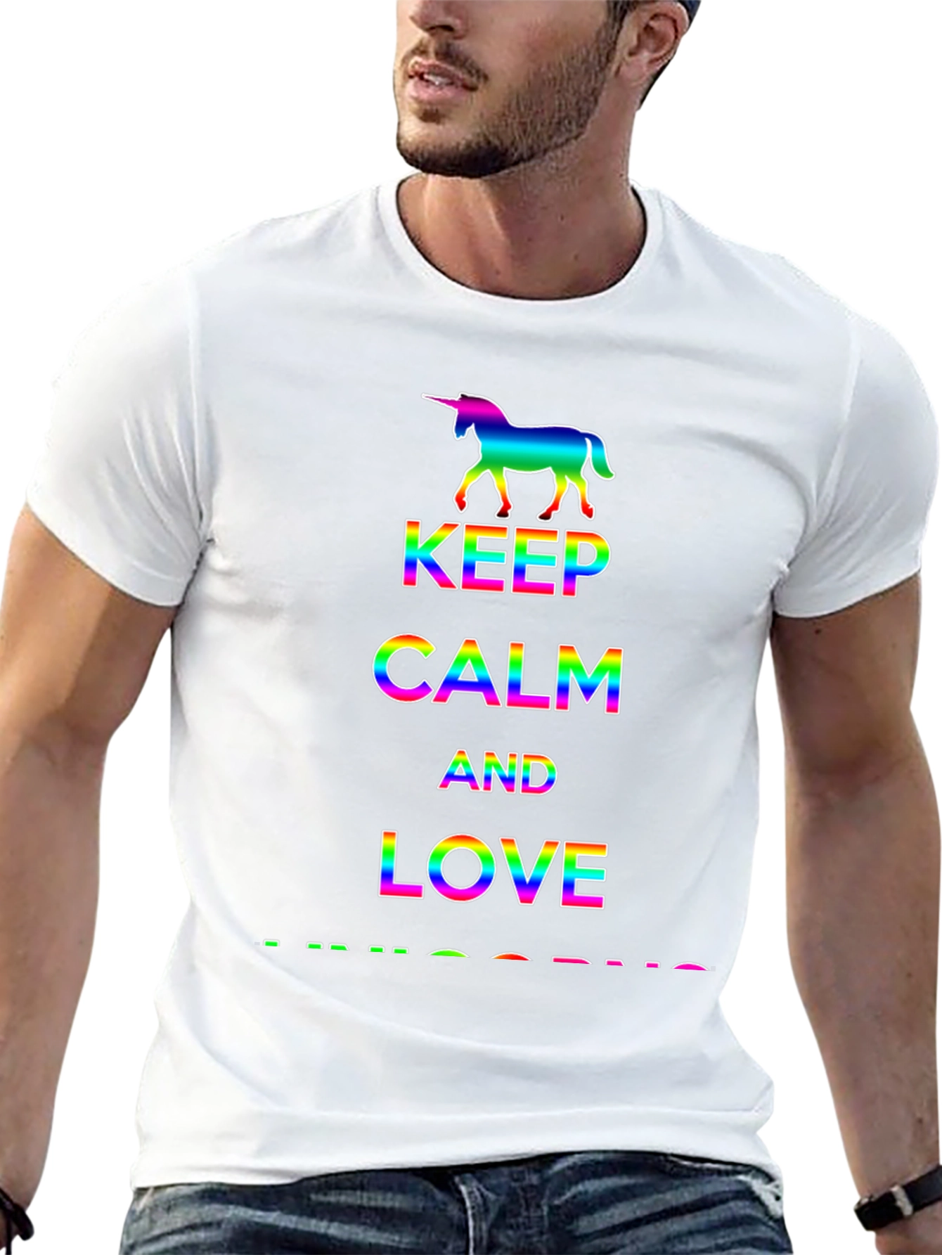Rainbow Unicorn Keep Calm Love T-Shirt
