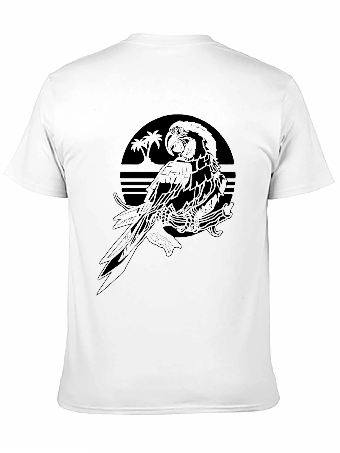 Tropical Parrot Graphic Tee - Mens Black T-Shirt