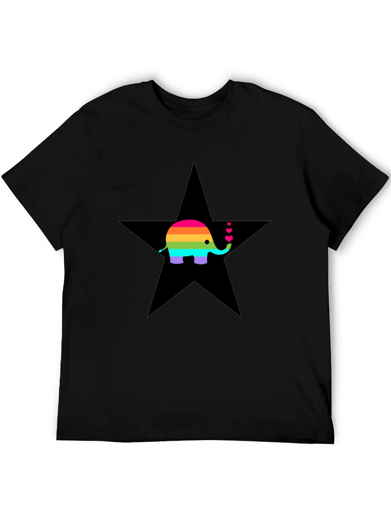 Rainbow Elephant Star Graphic T-Shirt