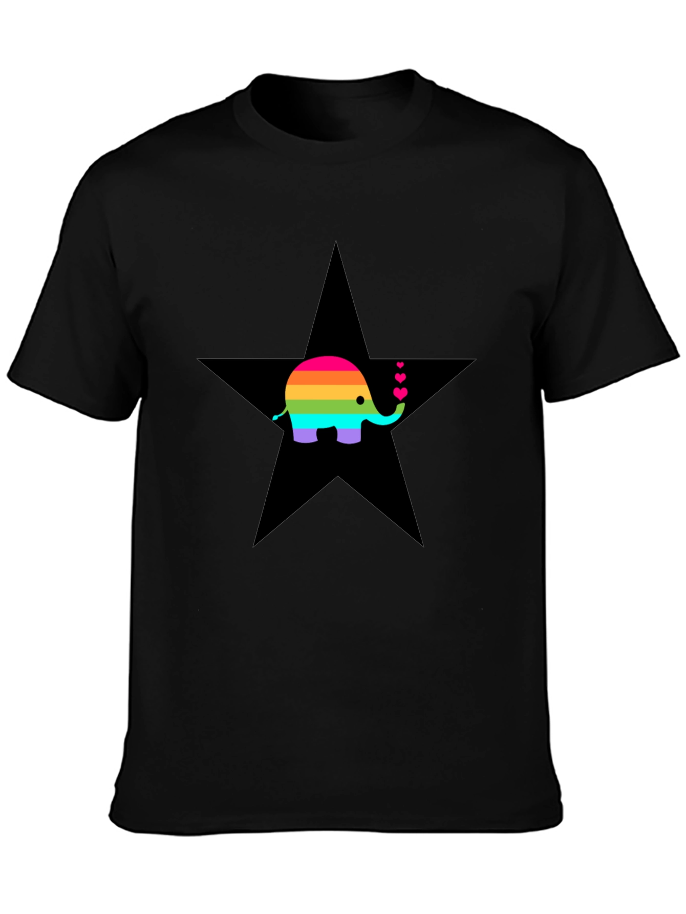 Rainbow Elephant Star Graphic T-Shirt