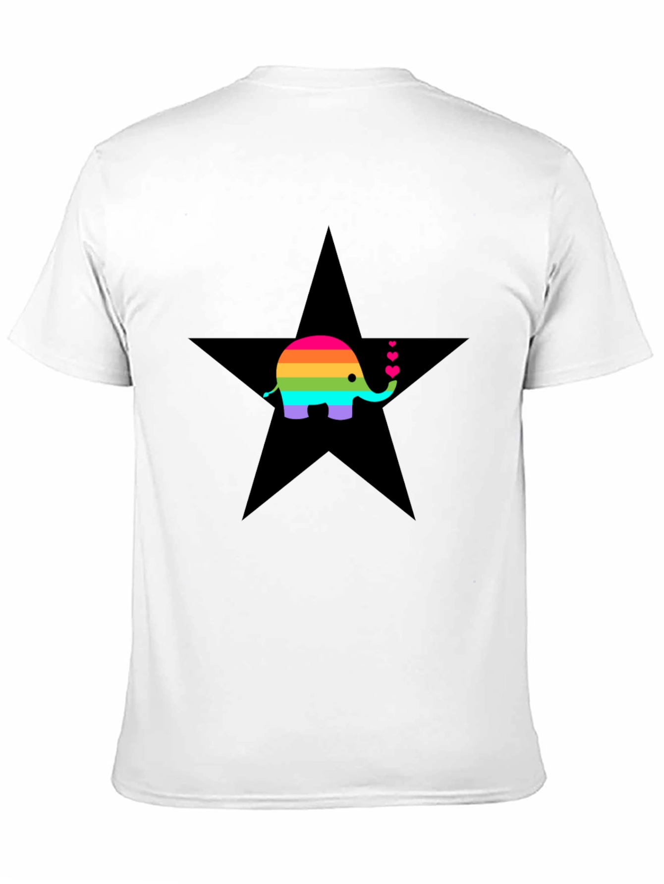 Rainbow Elephant Star Graphic T-Shirt