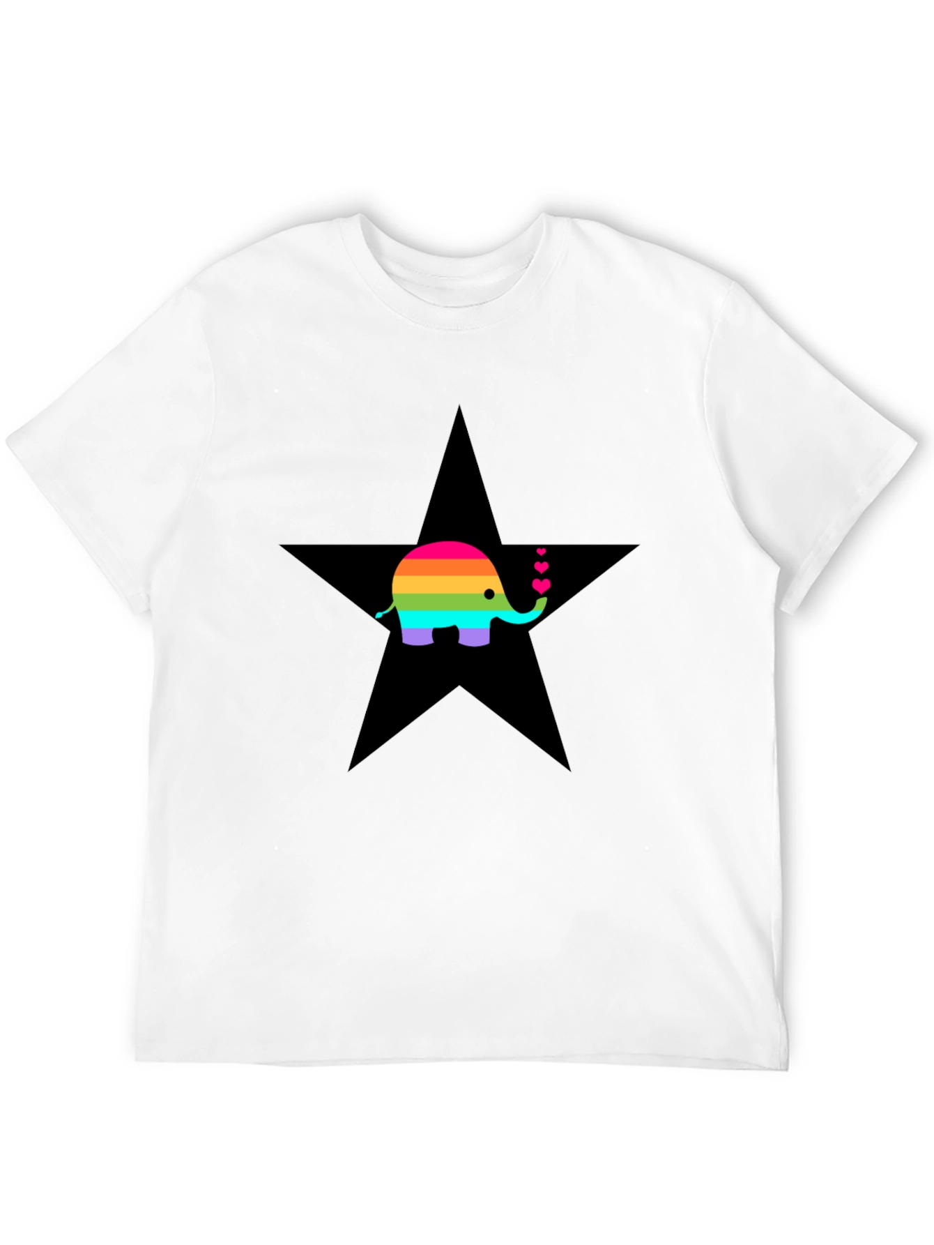 Rainbow Elephant Star Graphic T-Shirt