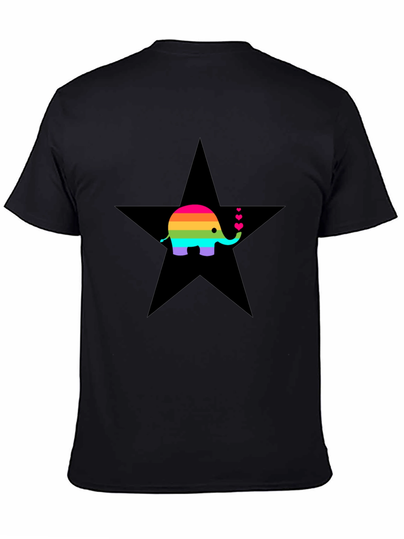 Rainbow Elephant Star Graphic T-Shirt