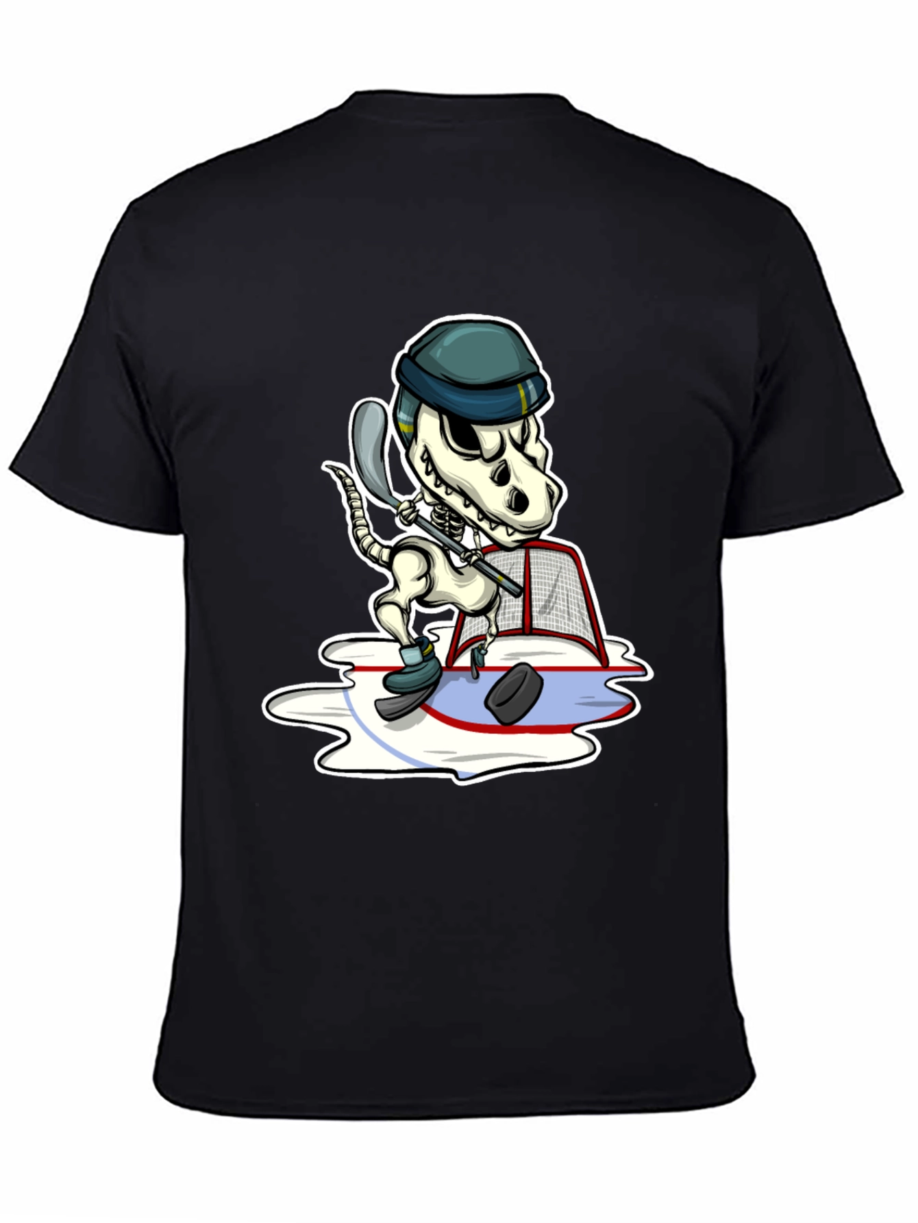 Dino Hockey Skeleton T-Shirt - Funny Sport Tee