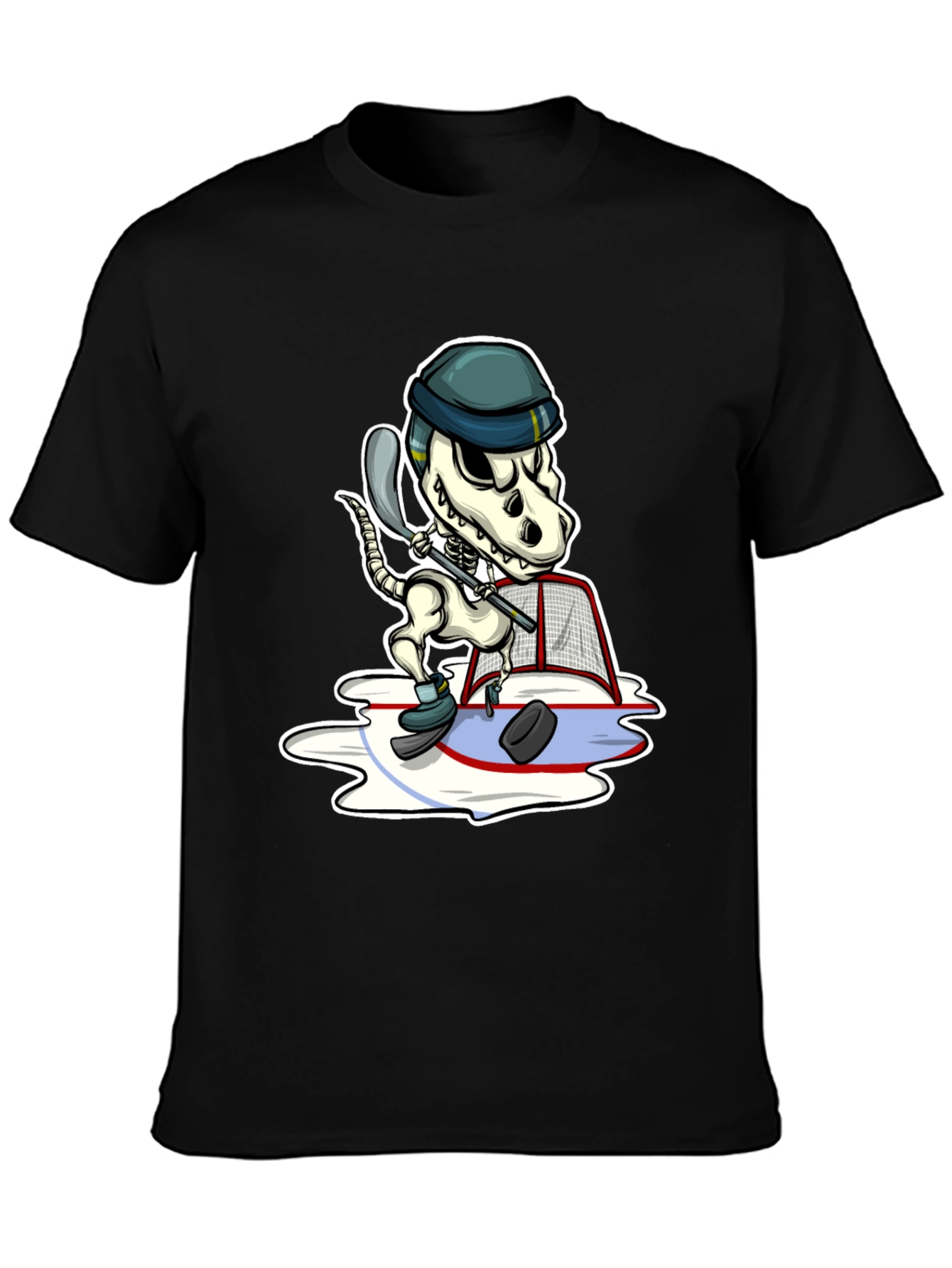 Dino Hockey Skeleton T-Shirt - Funny Sport Tee