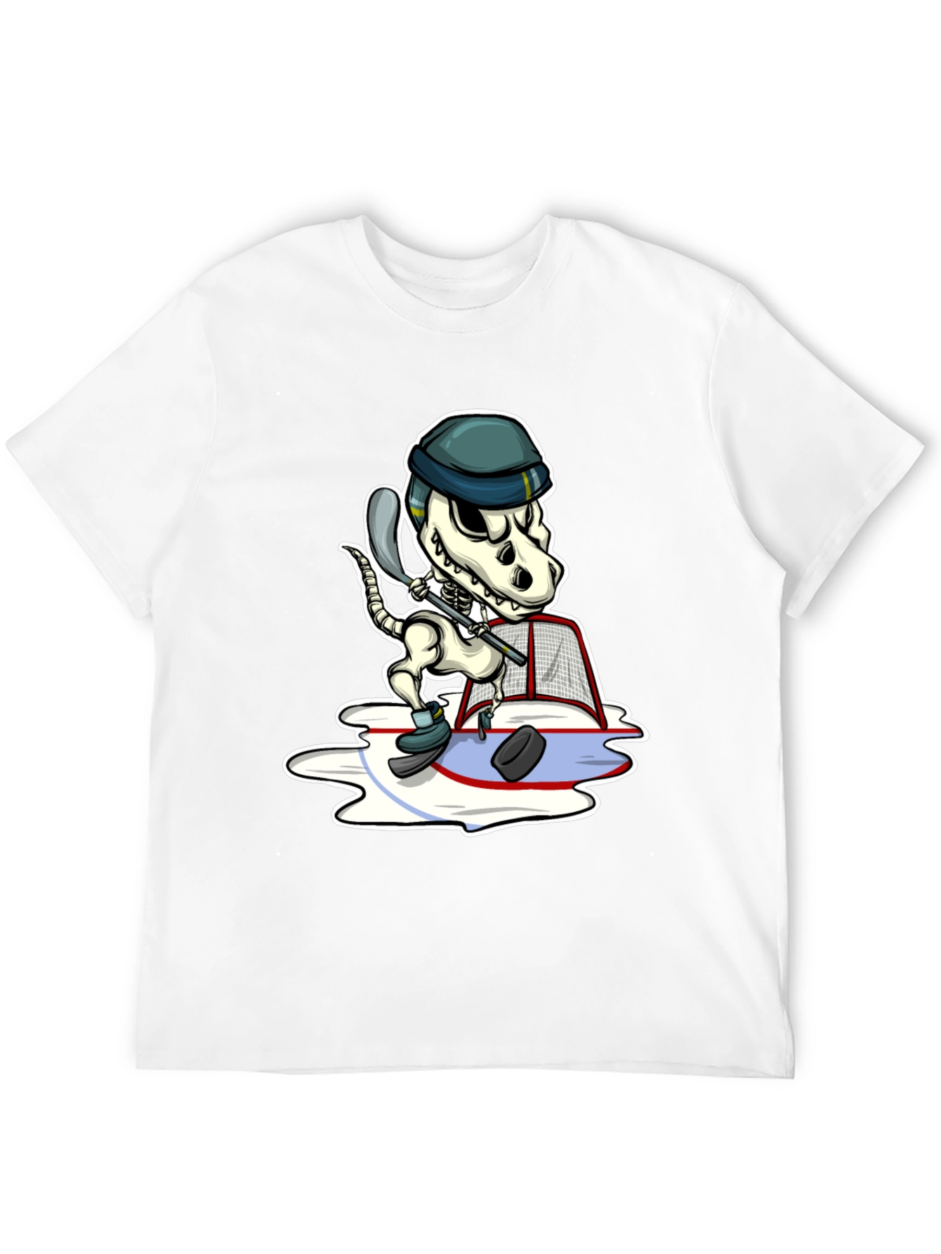 Dino Hockey Skeleton T-Shirt - Funny Sport Tee