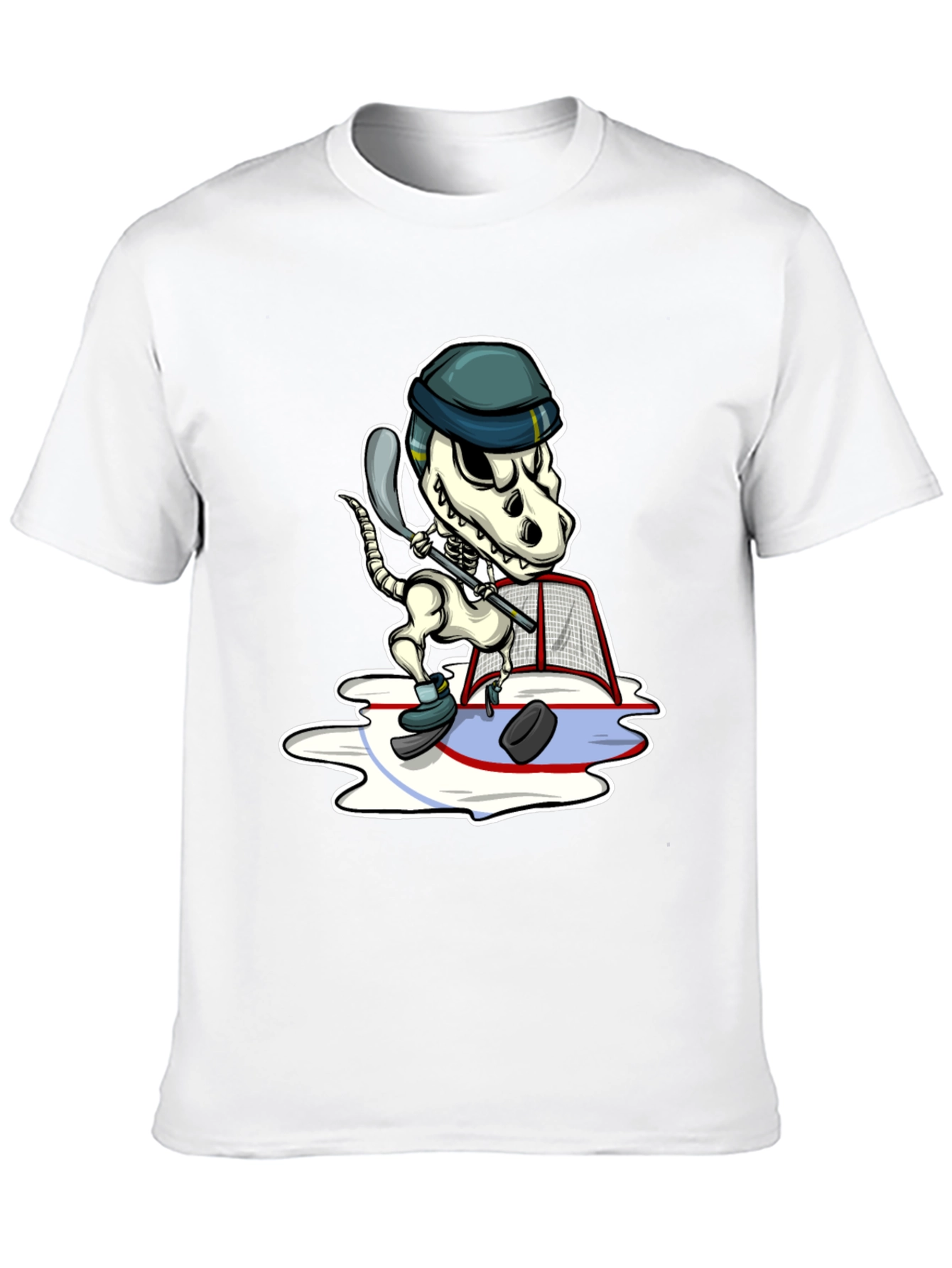 Dino Hockey Skeleton T-Shirt - Funny Sport Tee