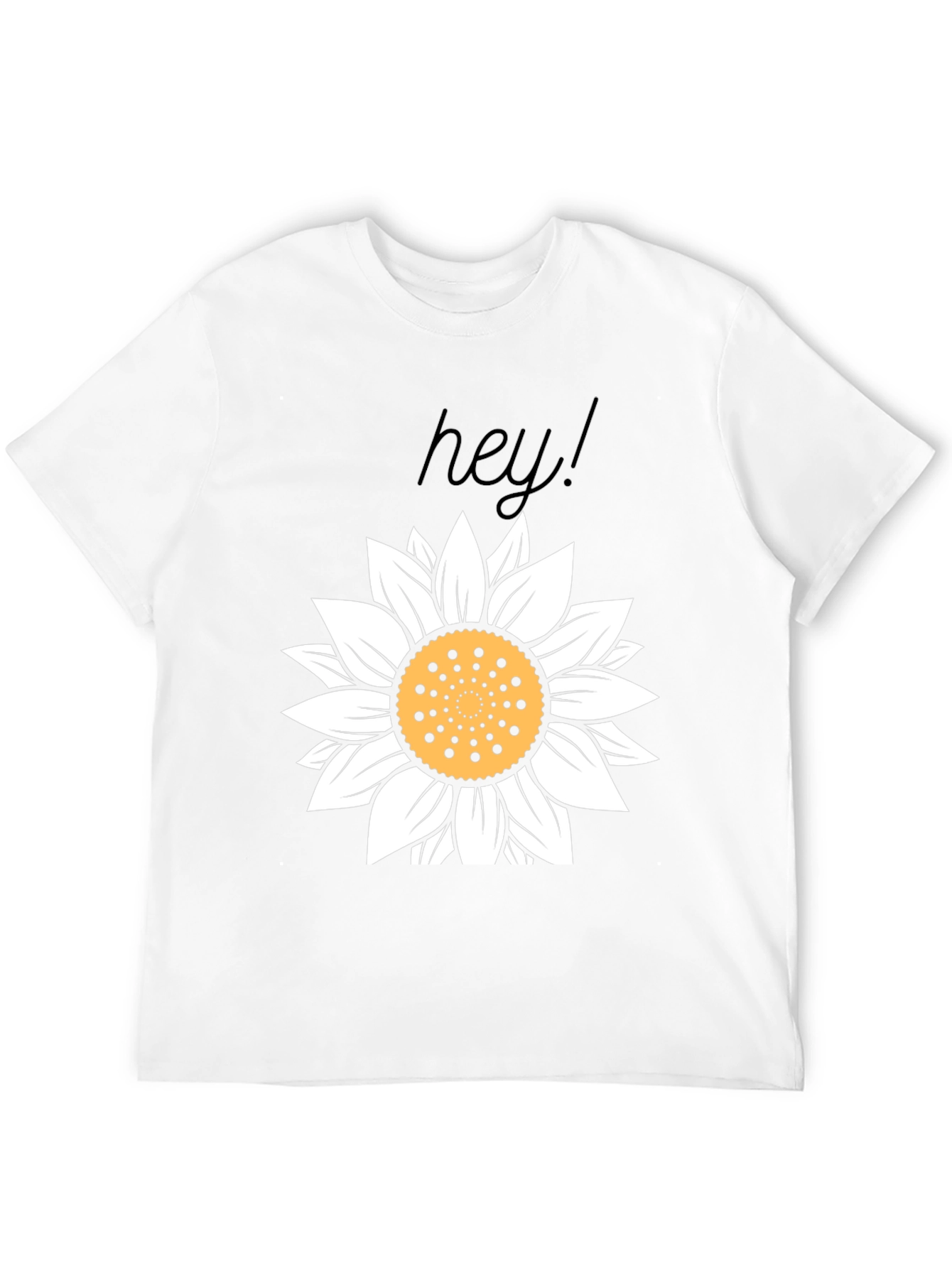 Hey! Sunflower Graphic Tee - Black Cotton Casual Top