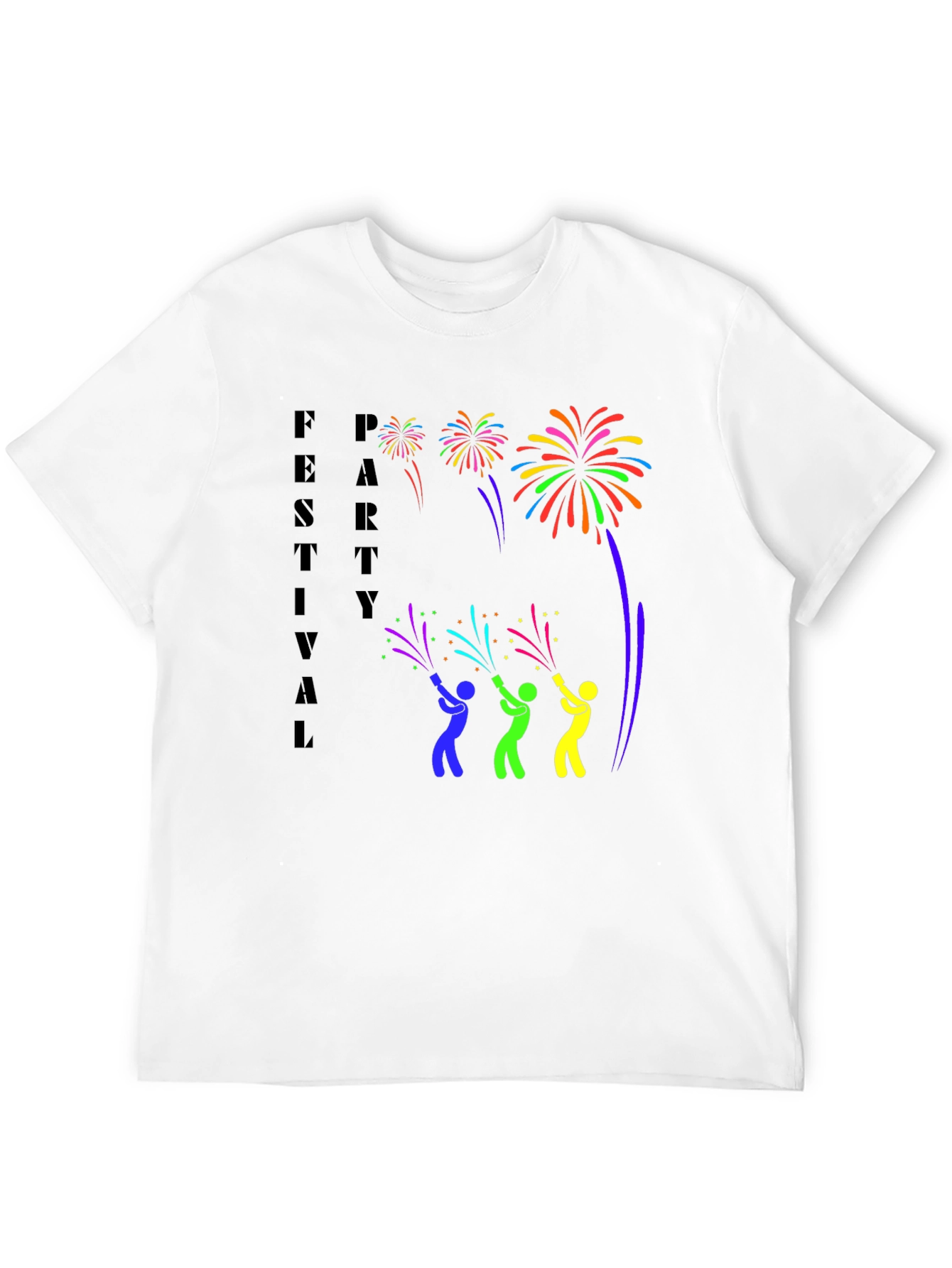 Festival Party Fireworks Graphic Tee - Black