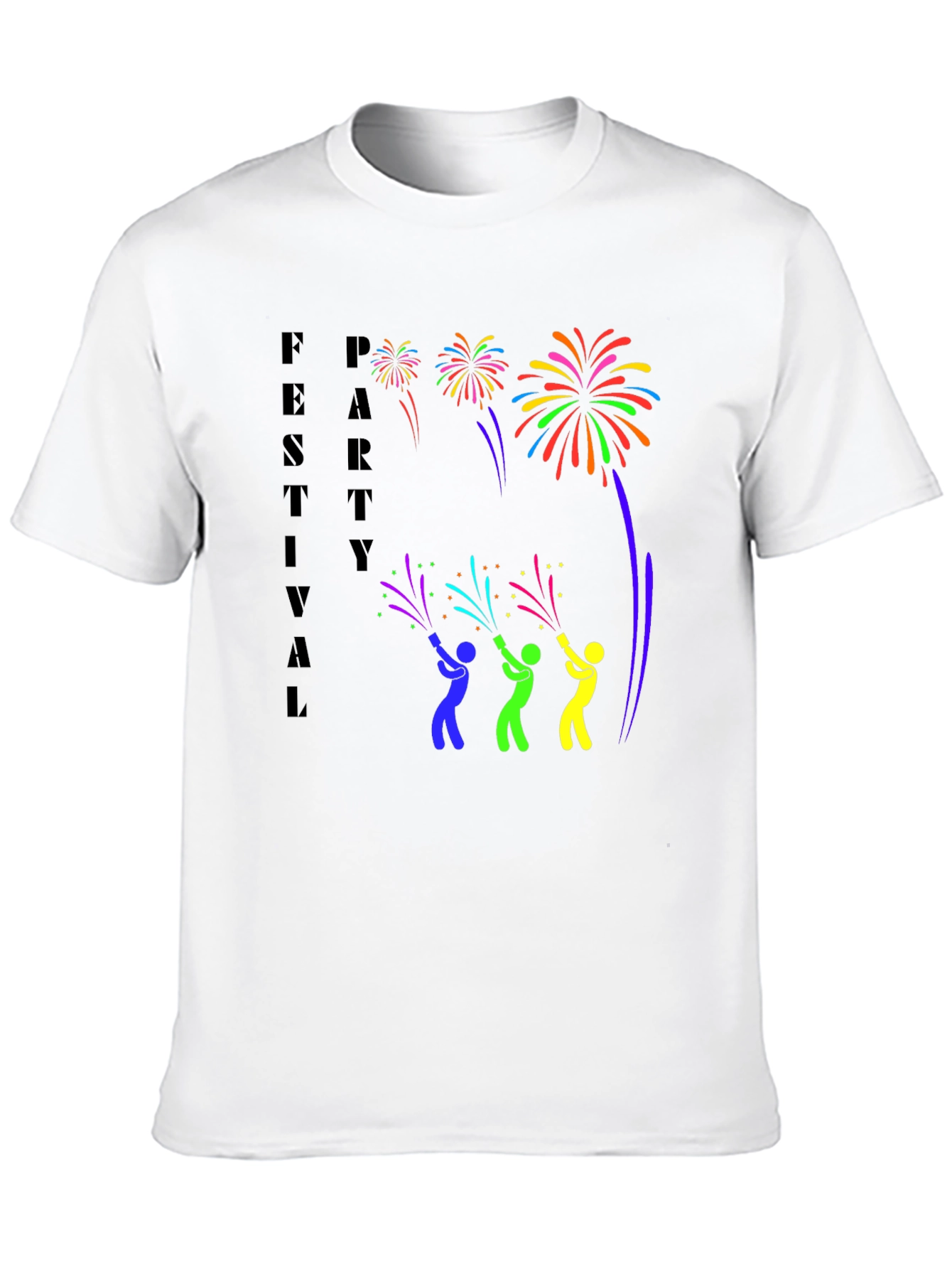 Festival Party Fireworks Graphic Tee - Black
