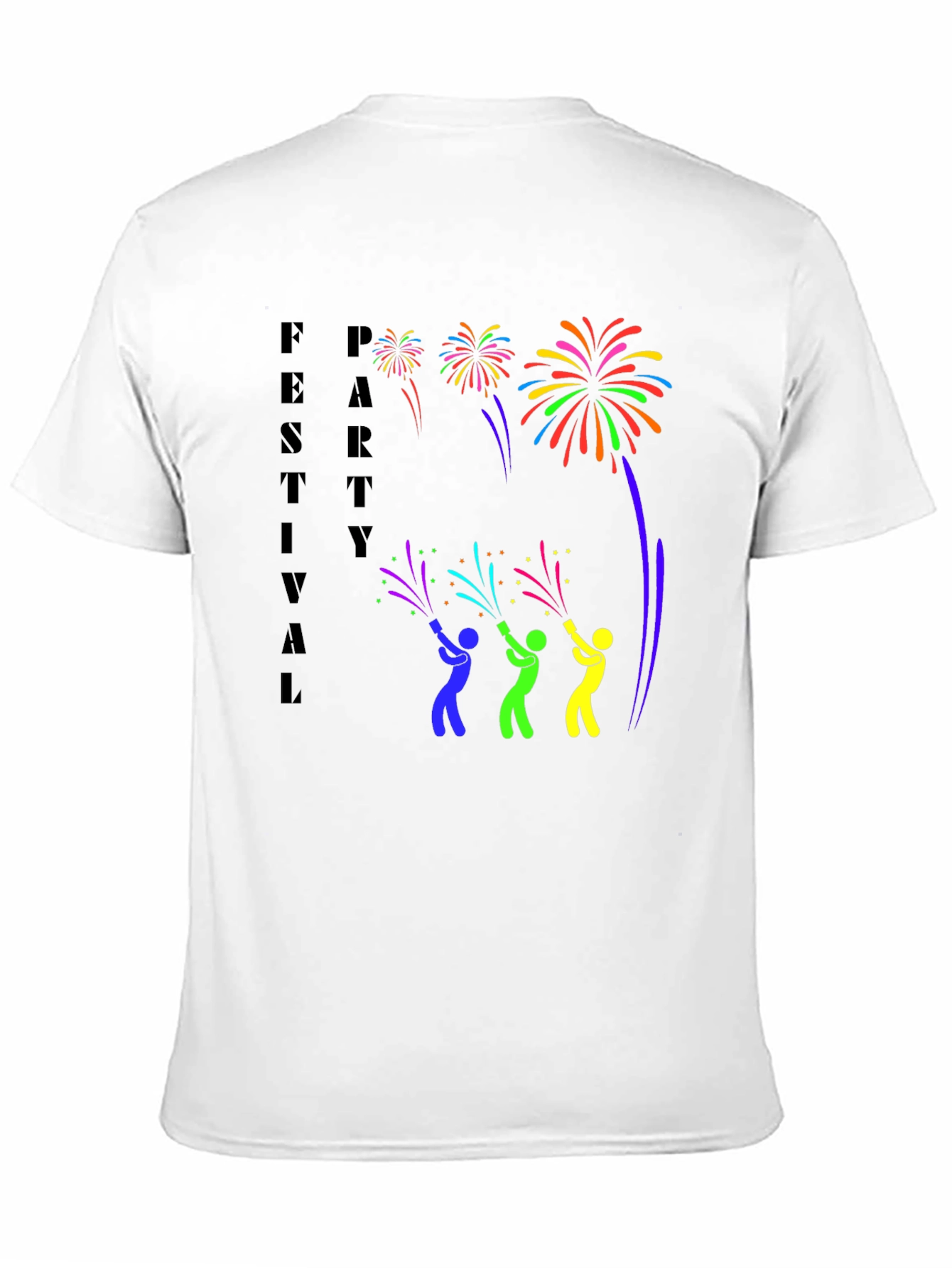 Festival Party Fireworks Graphic Tee - Black