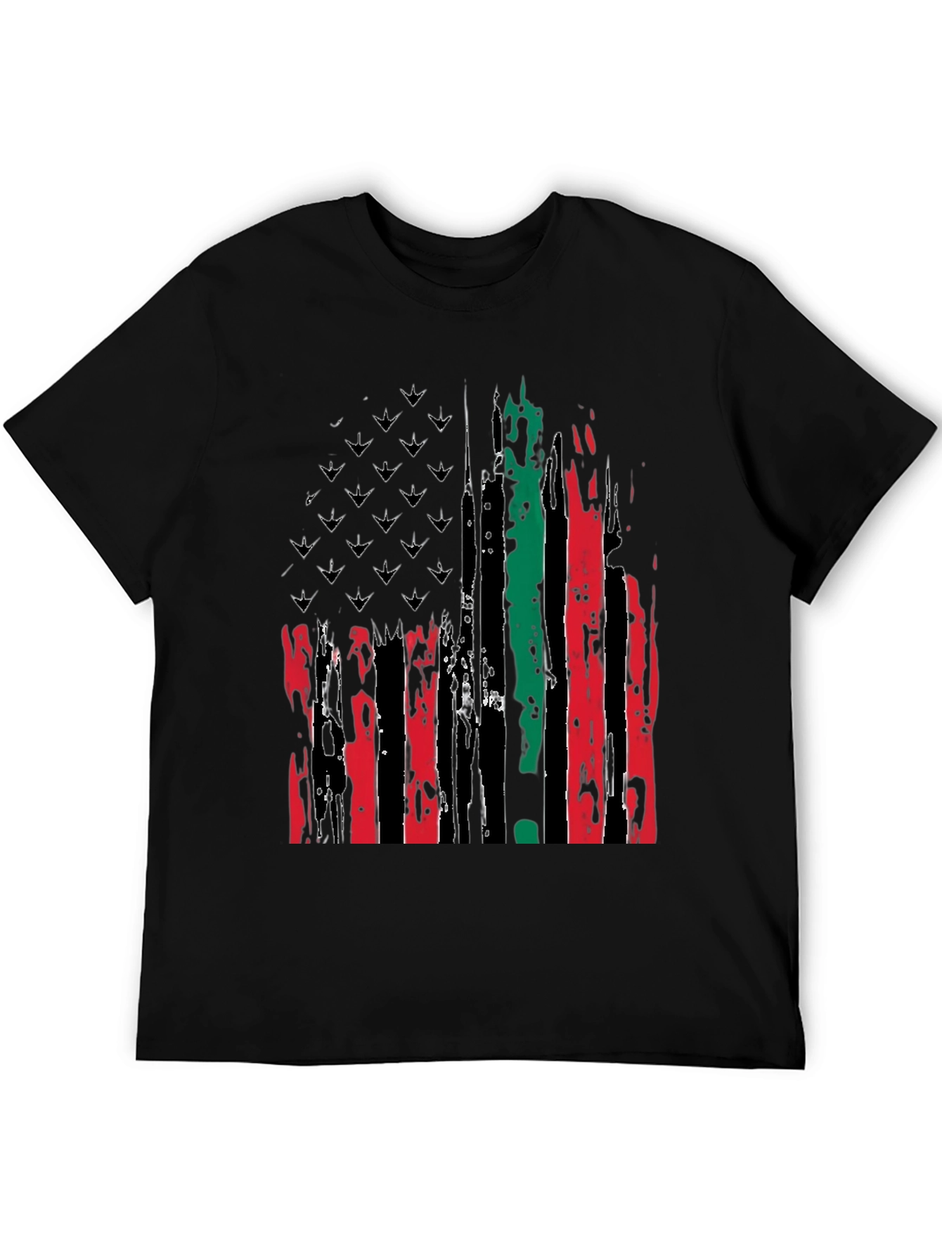 Distressed Pan-African American Flag Graphic Tee