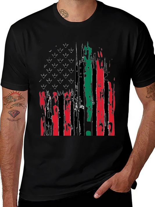 Distressed Pan-African American Flag Graphic Tee