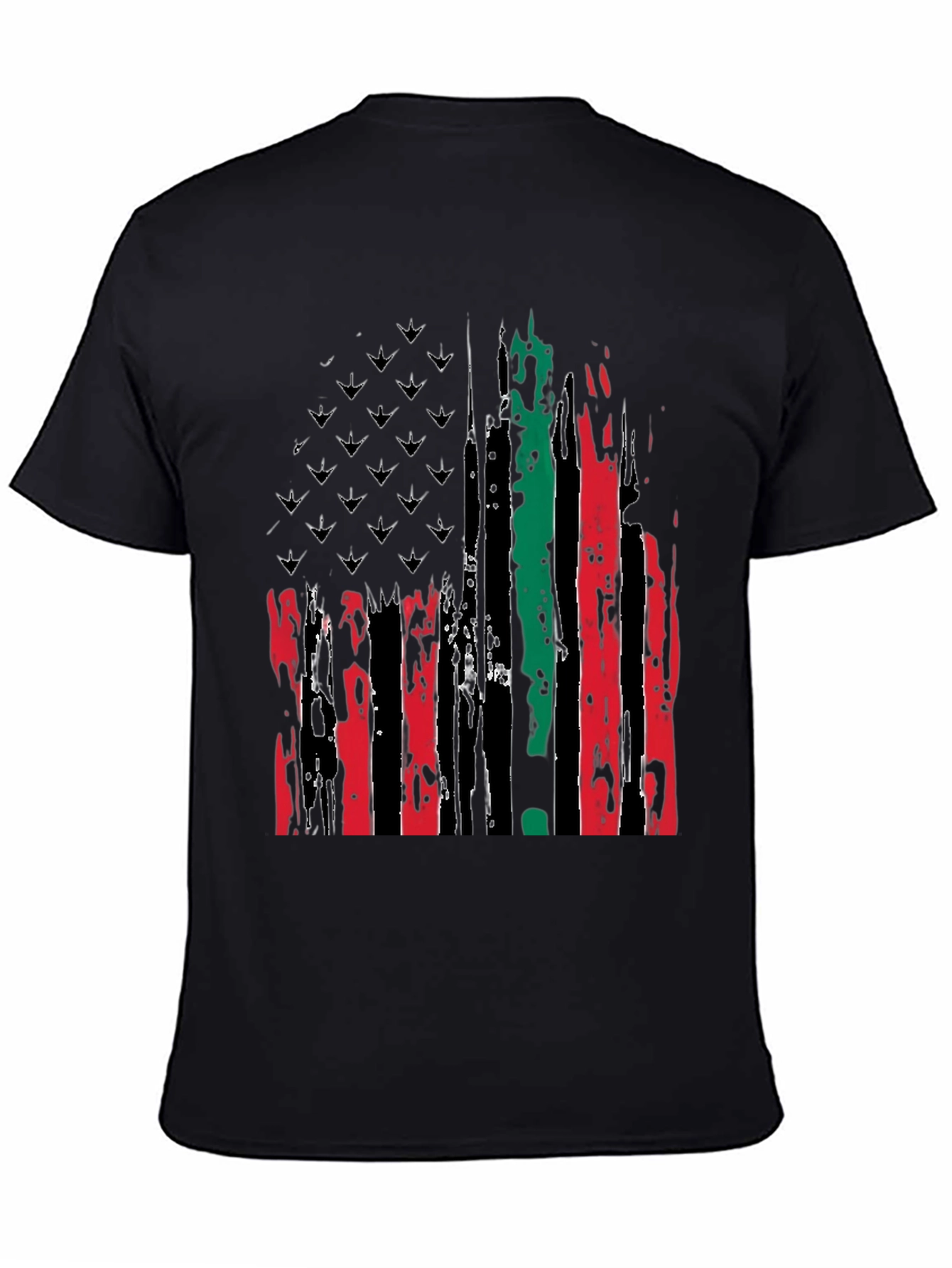 Distressed Pan-African American Flag Graphic Tee