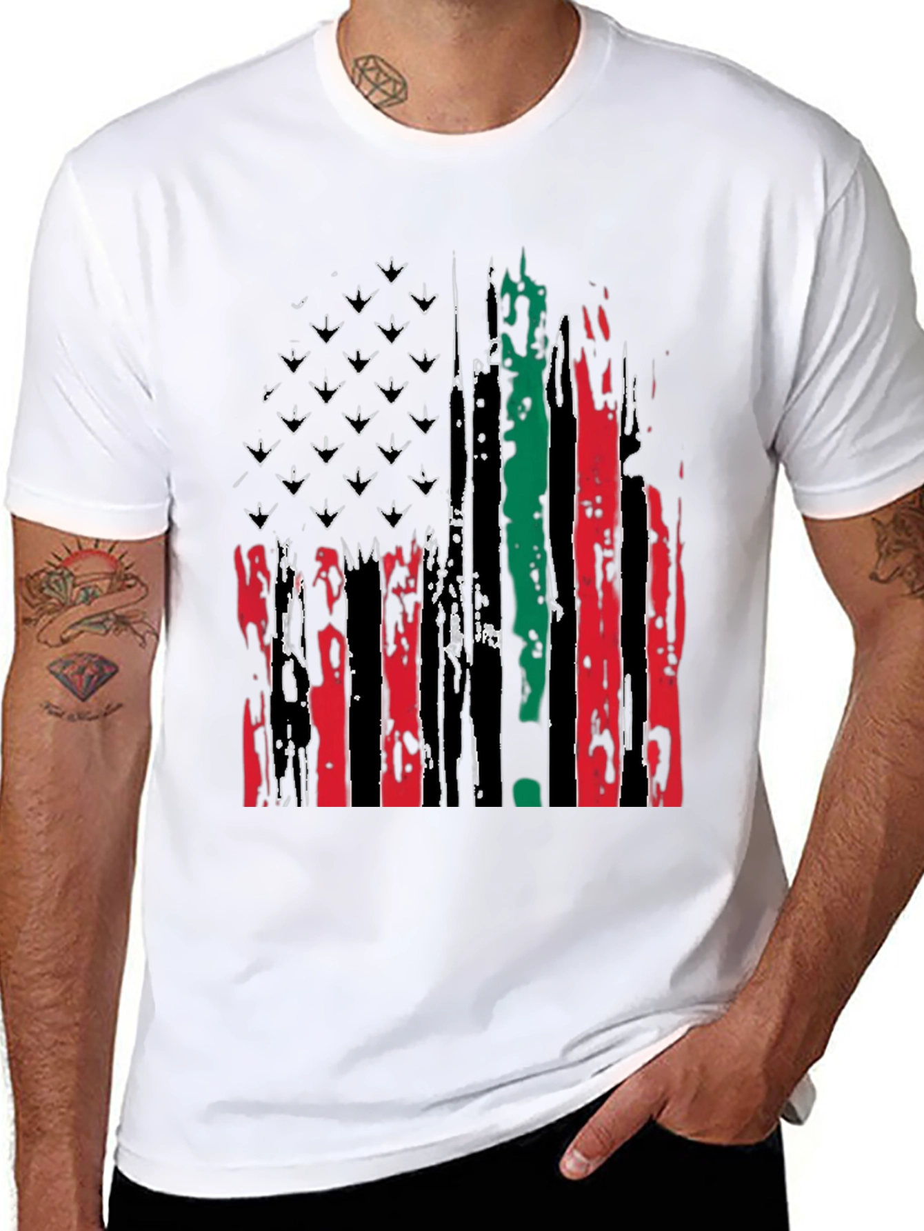 Distressed Pan-African American Flag Graphic Tee