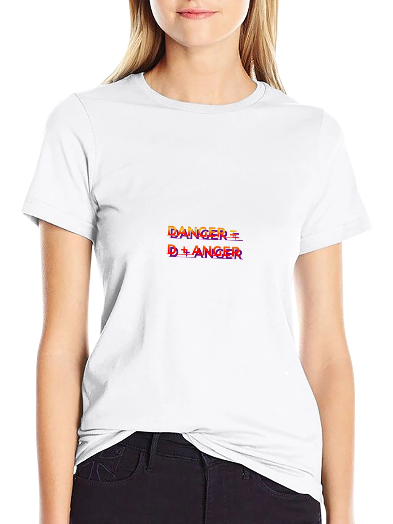 Danger Equals D plus Anger Graphic Black T-Shirt