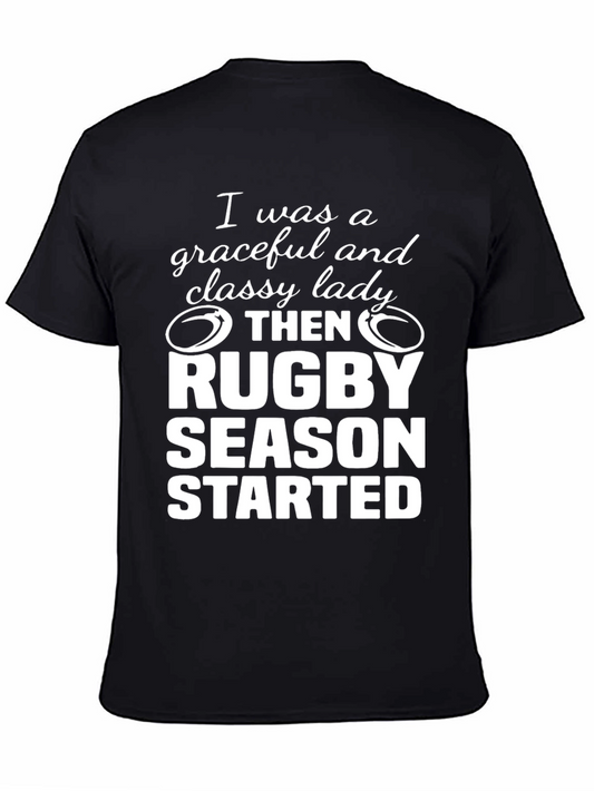 Funny Rugby Season T-Shirt - Graceful & Classy Lady