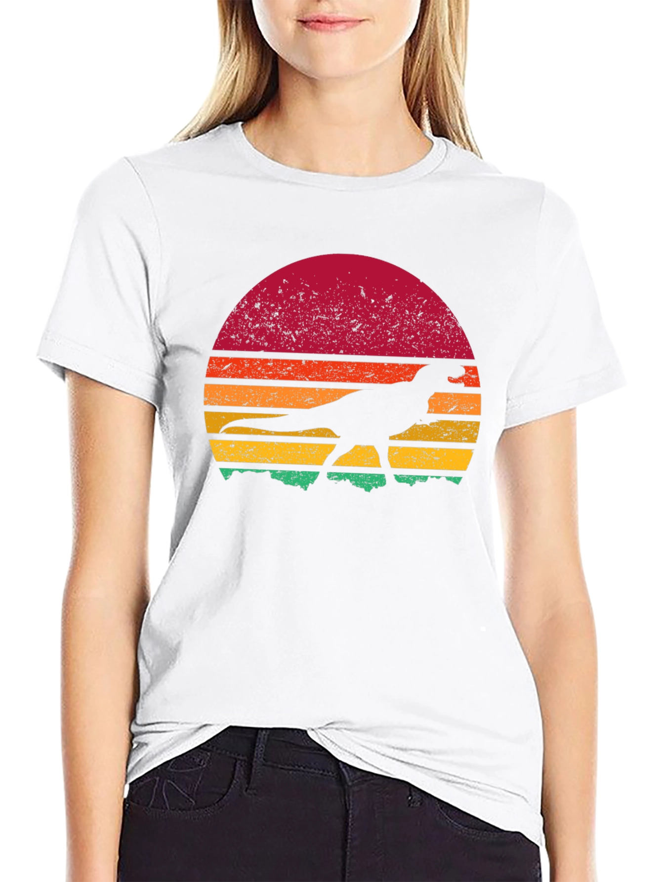 Retro Dinosaur Sunset Graphic Tee
