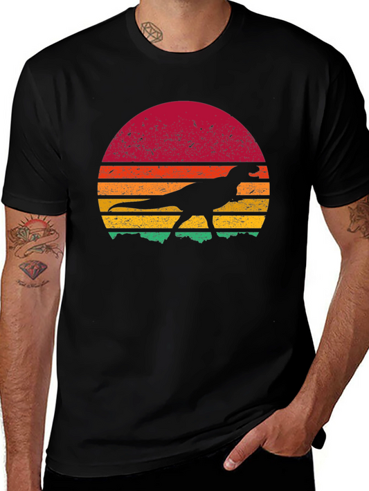Retro Dinosaur Sunset Graphic Tee