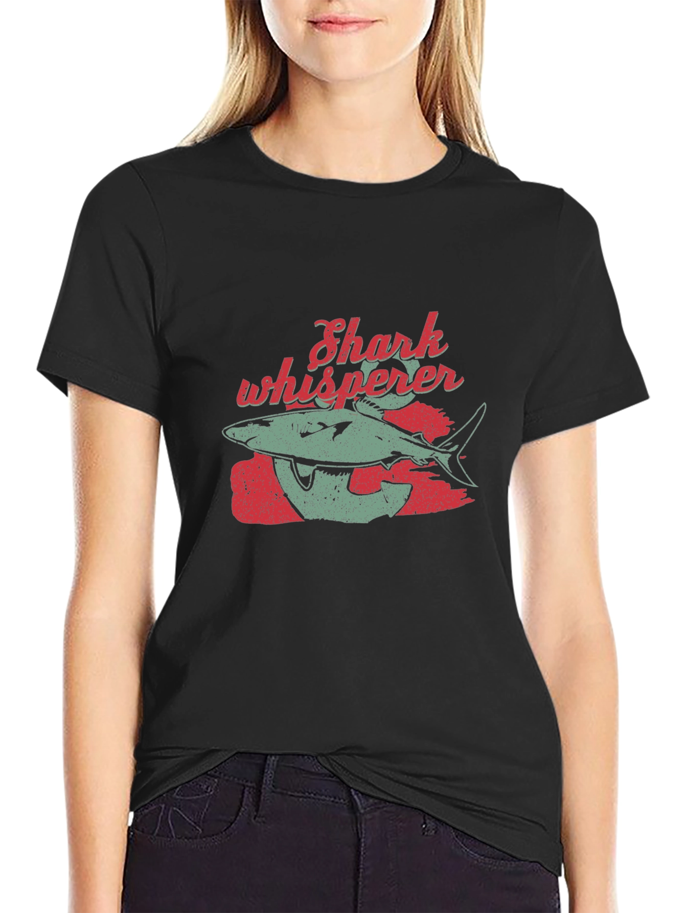 Shark Whisperer Graphic Tee - Black Cotton T-Shirt