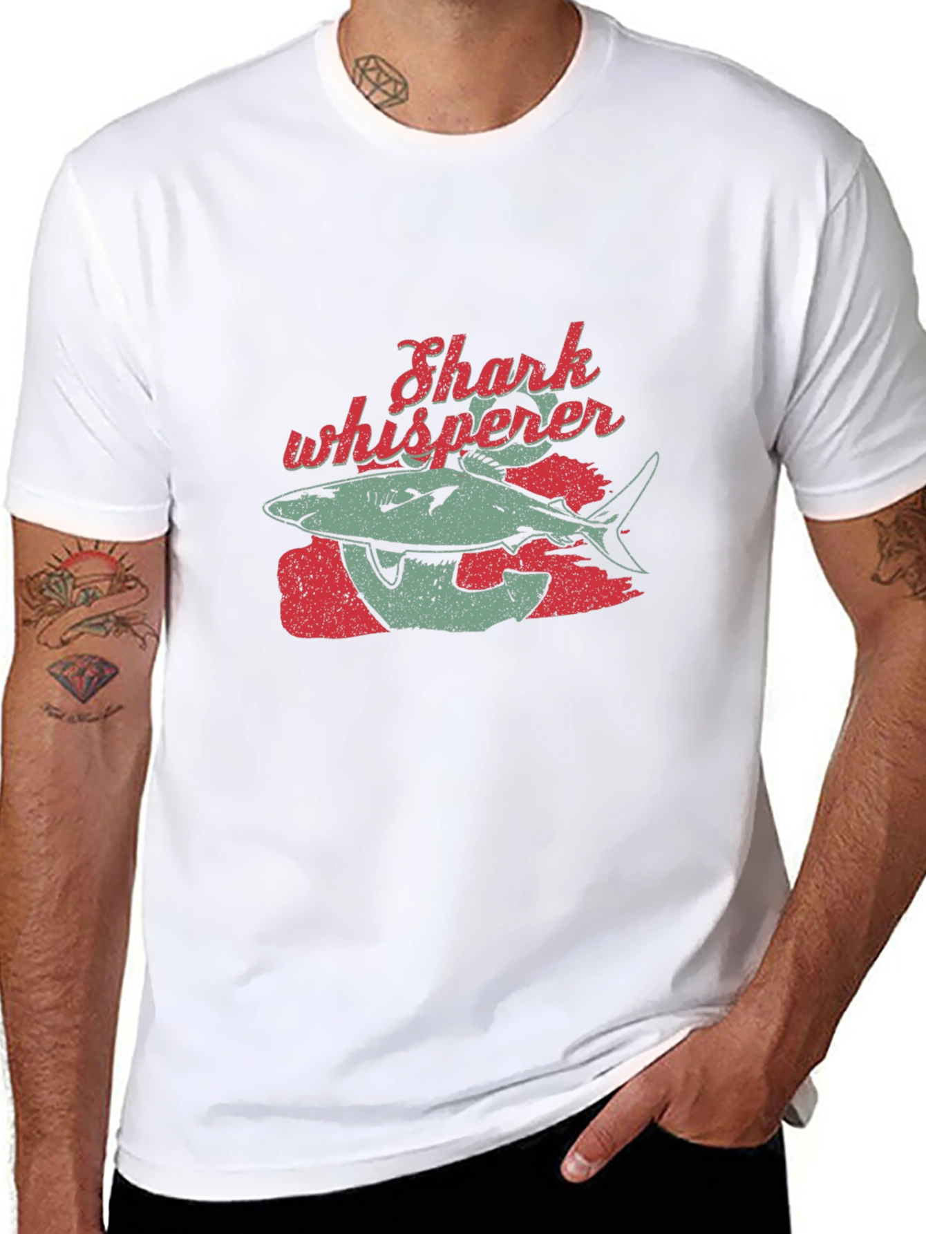 Shark Whisperer Graphic Tee - Black Cotton T-Shirt
