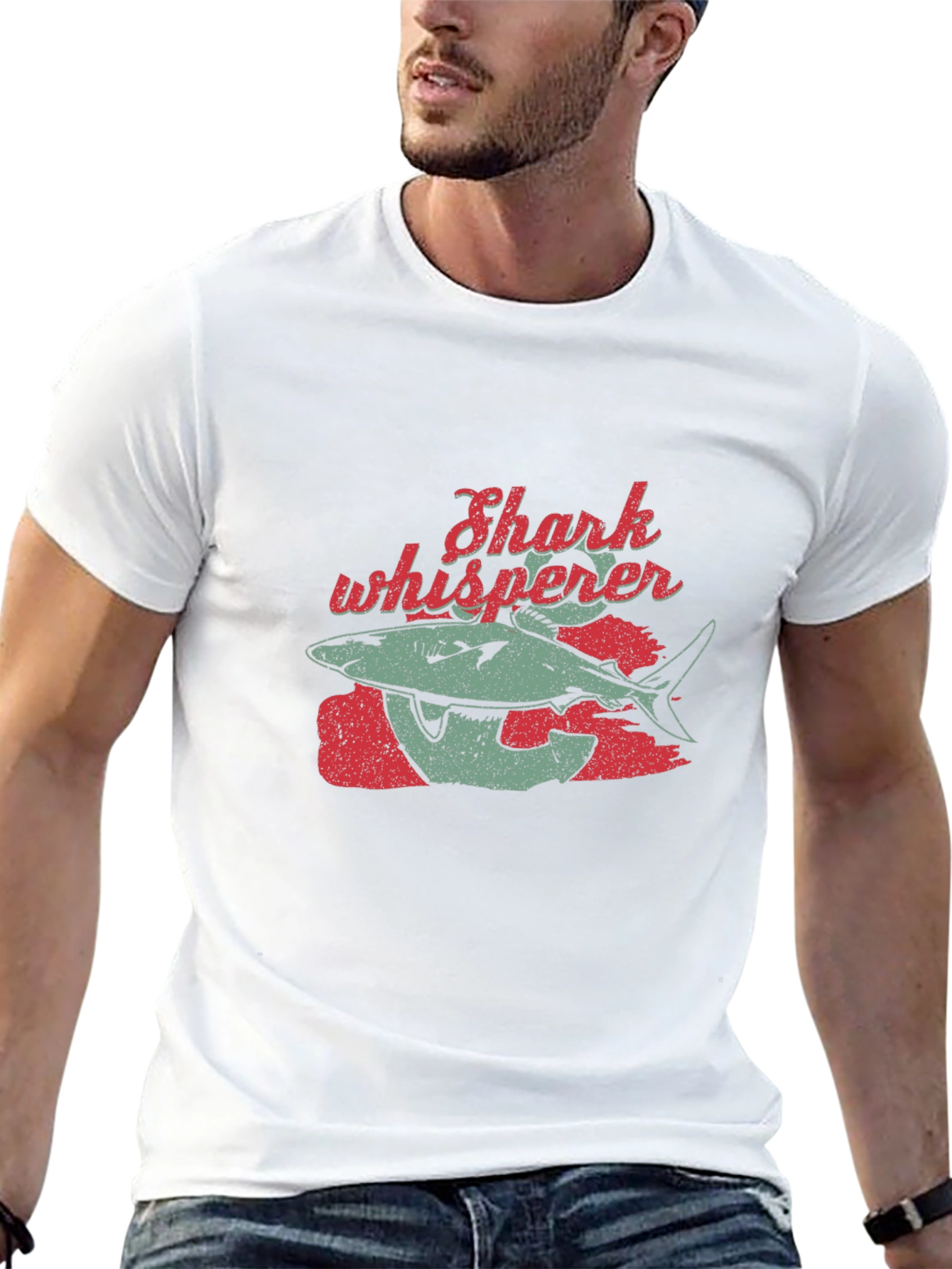 Shark Whisperer Graphic Tee - Black Cotton T-Shirt