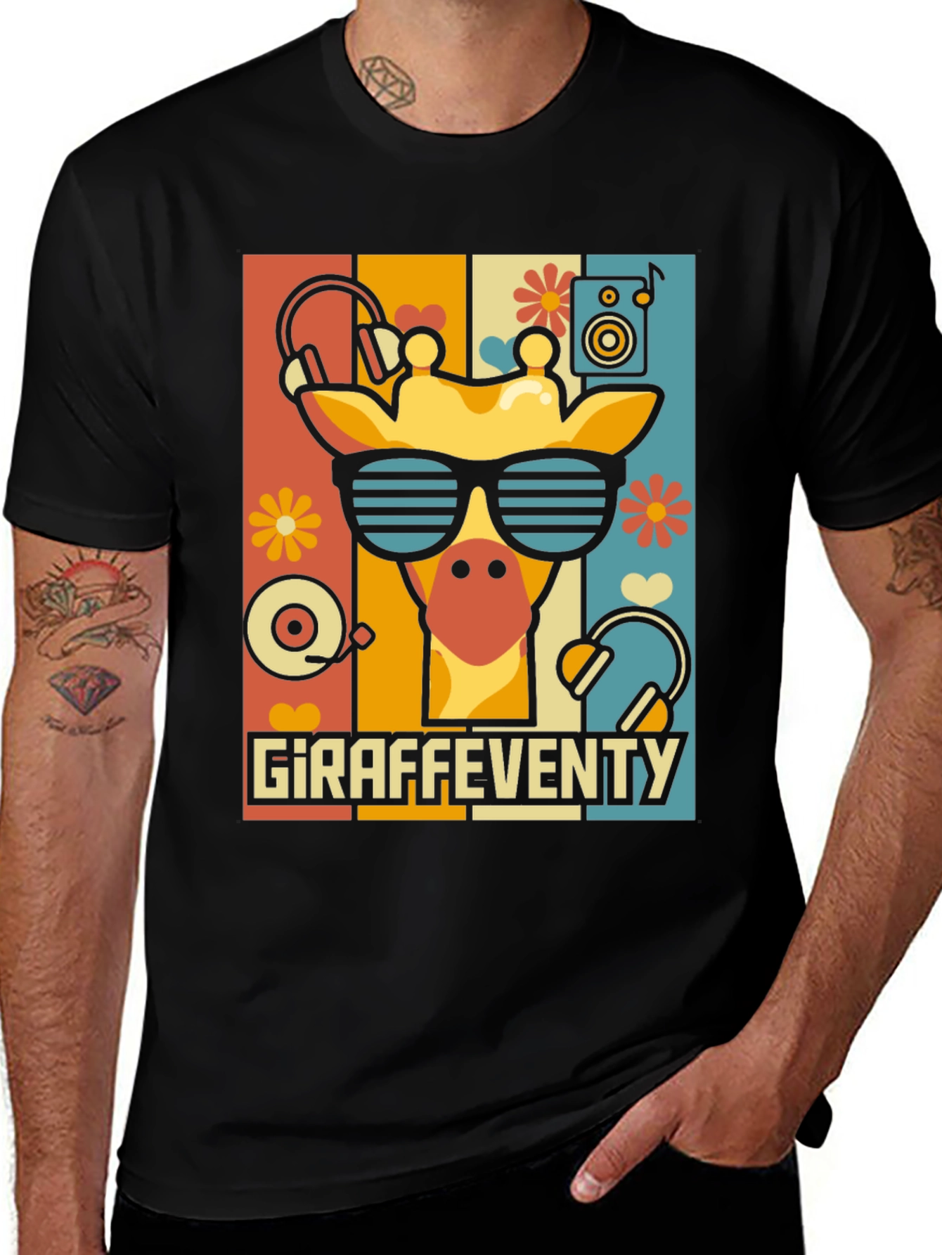Giraffe Seventies Style Graphic Tee