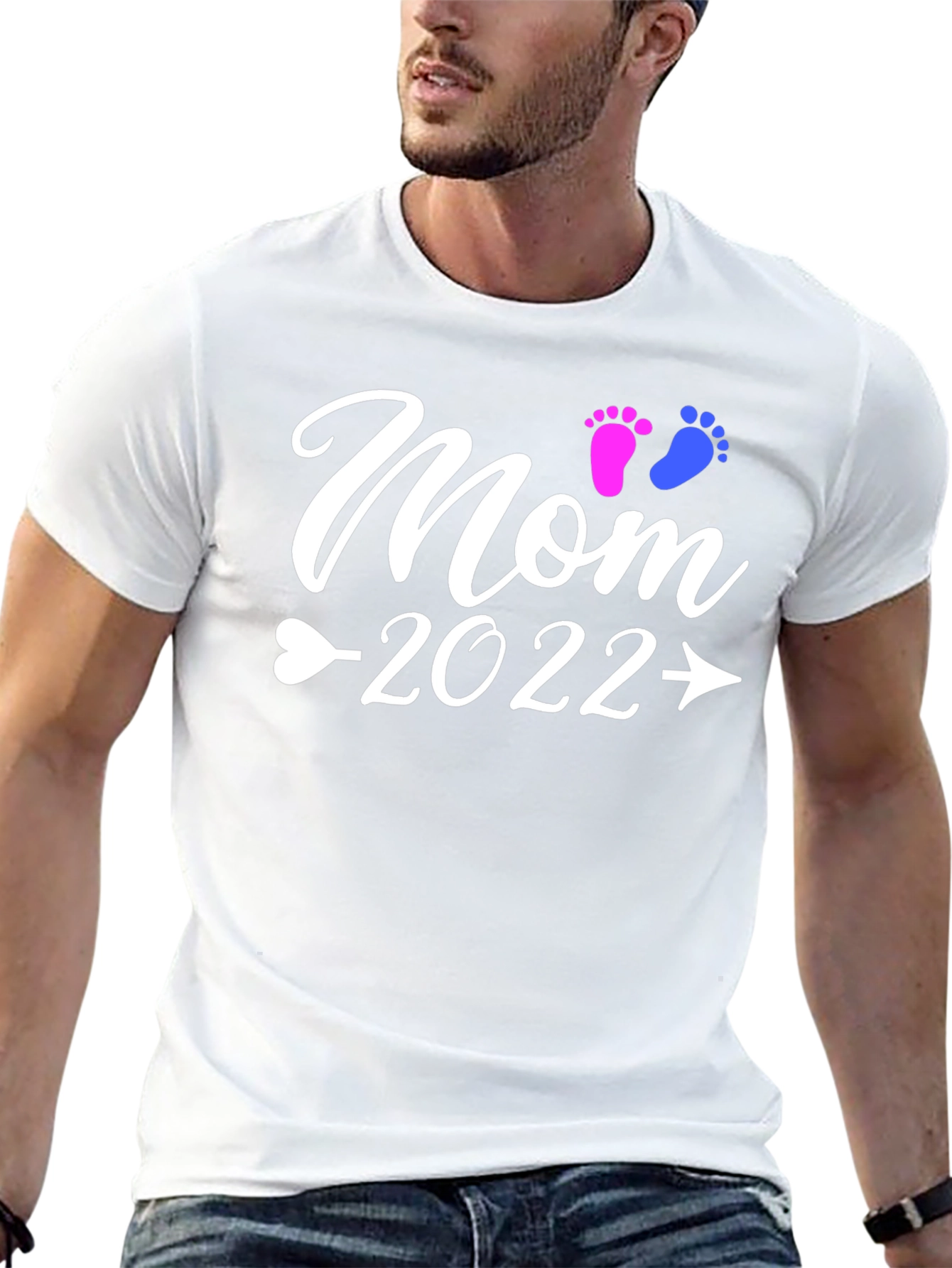 Mom 2022 Baby Footprints Graphic T-Shirt