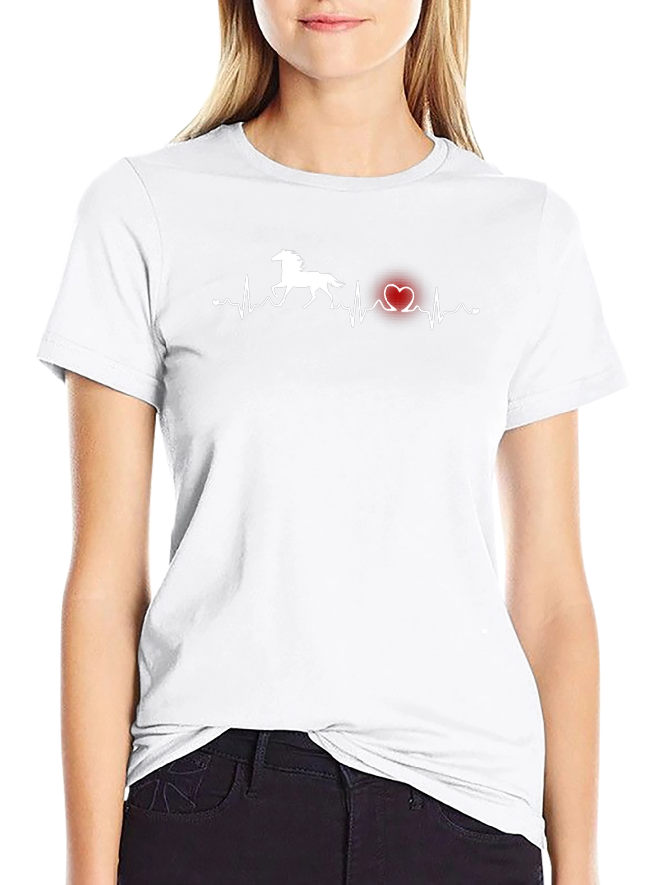 Horse Heartbeat Graphic Tee - Equestrian Lover Shirt