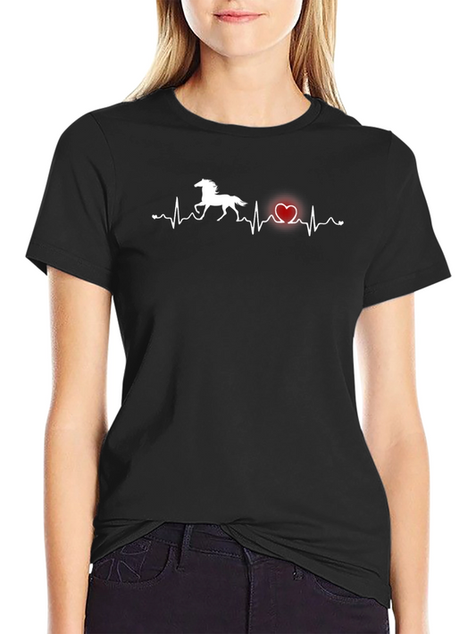 Horse Heartbeat Graphic Tee - Equestrian Lover Shirt