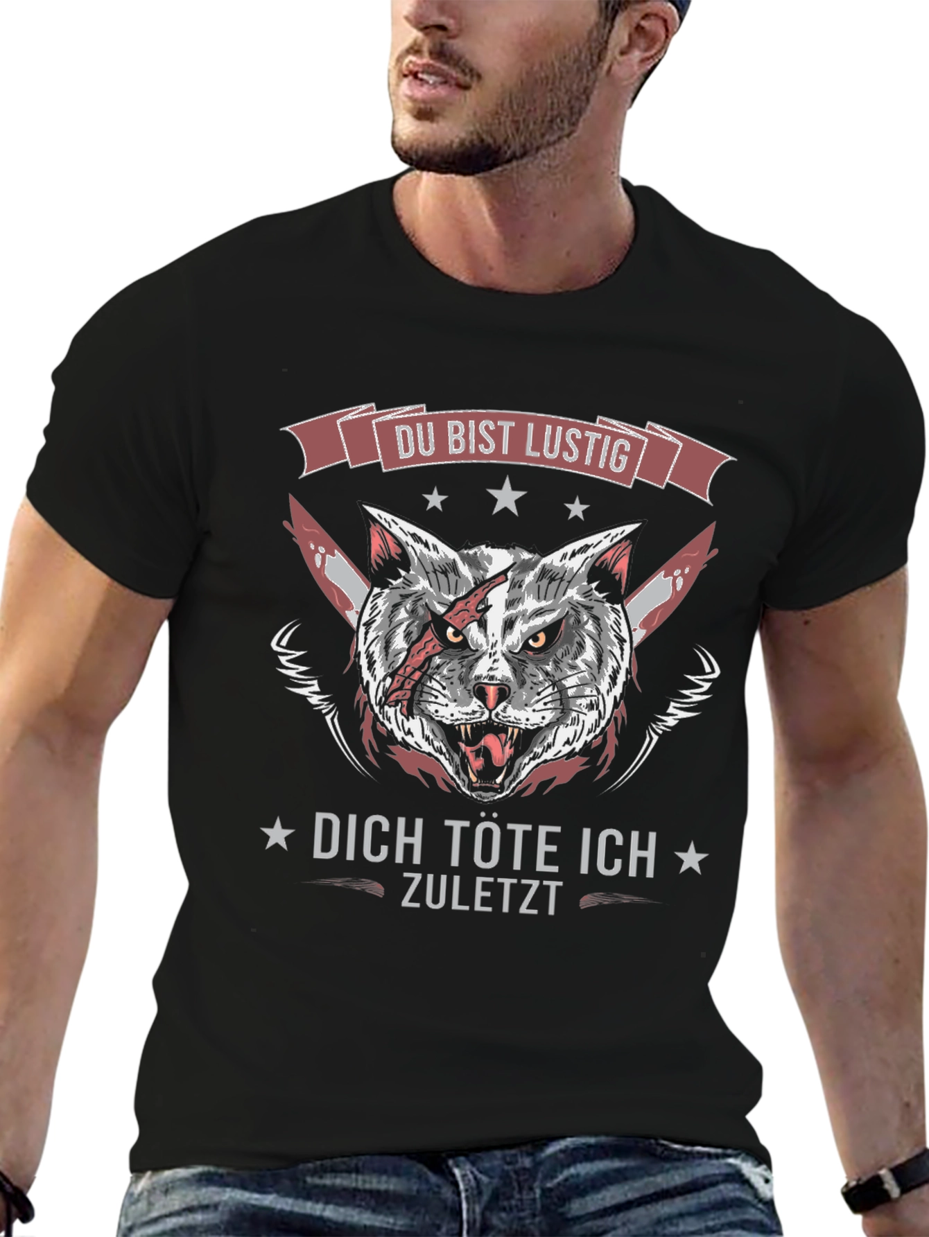 Du Bist Lustig T-Shirt - Killer Cat Design