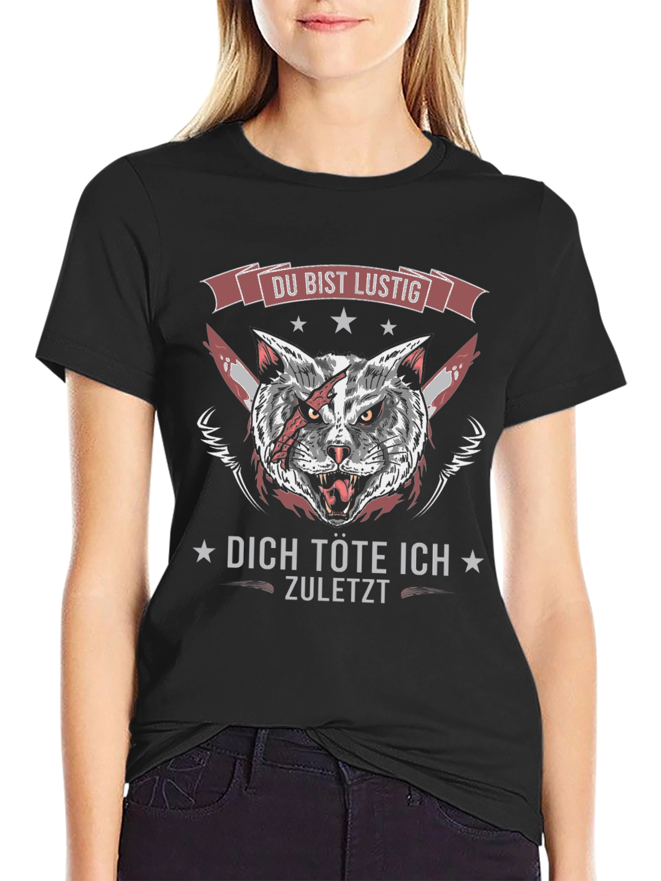 Du Bist Lustig T-Shirt - Killer Cat Design