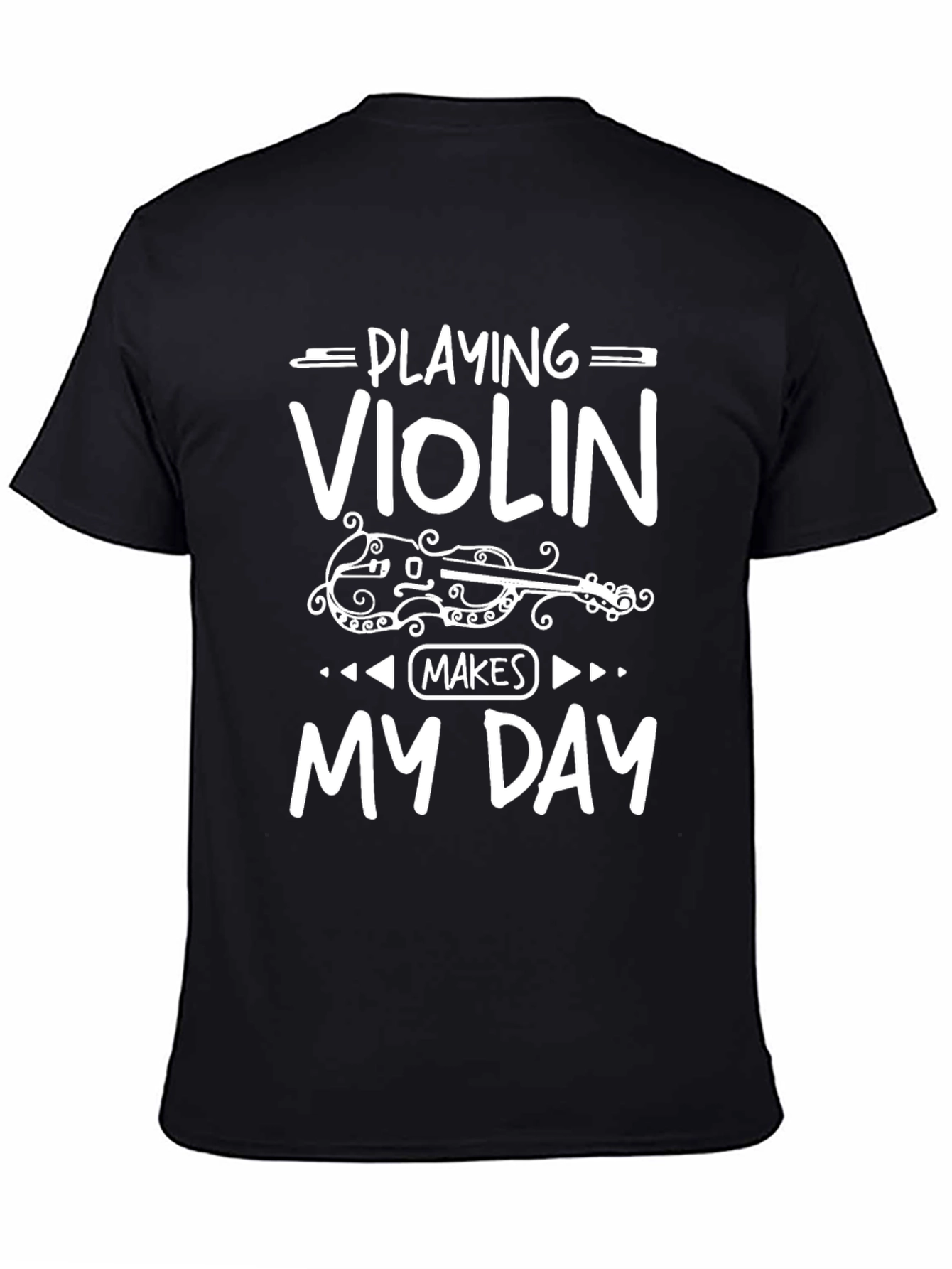 Playing Violin Makes My Day Black Graphic T-Shirt