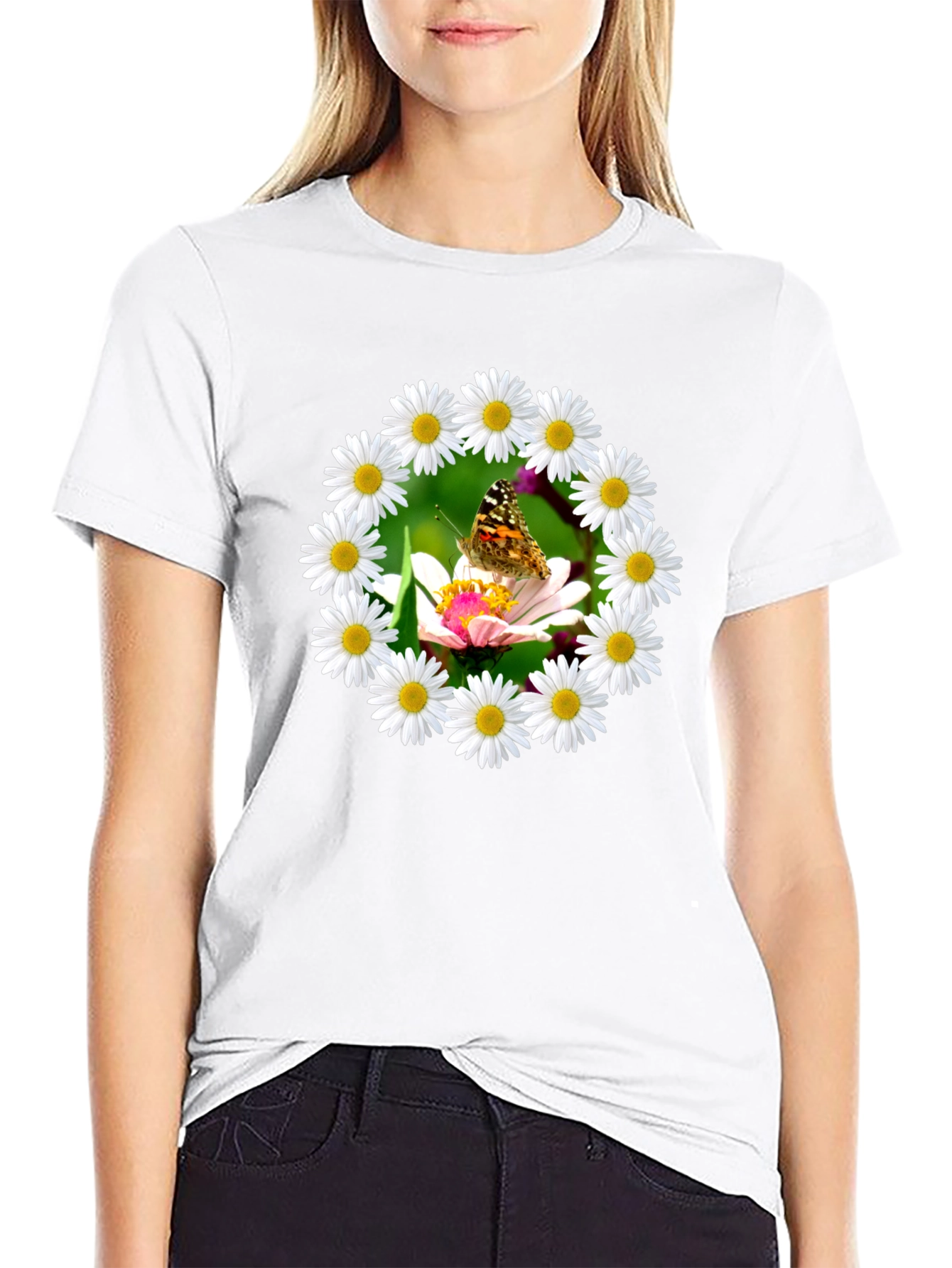 Daisy Butterfly Graphic Tee - Natures Beauty
