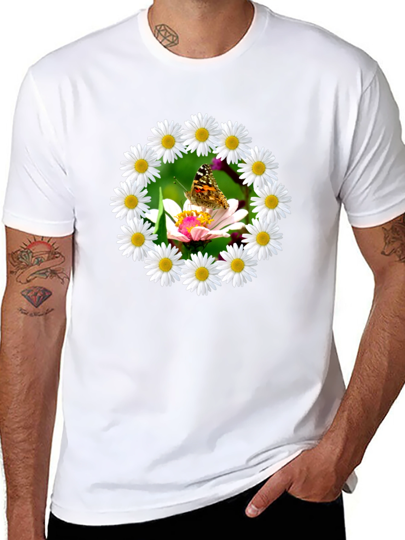 Daisy Butterfly Graphic Tee - Natures Beauty