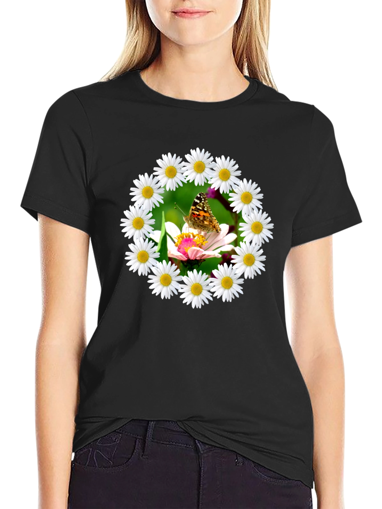 Daisy Butterfly Graphic Tee - Natures Beauty