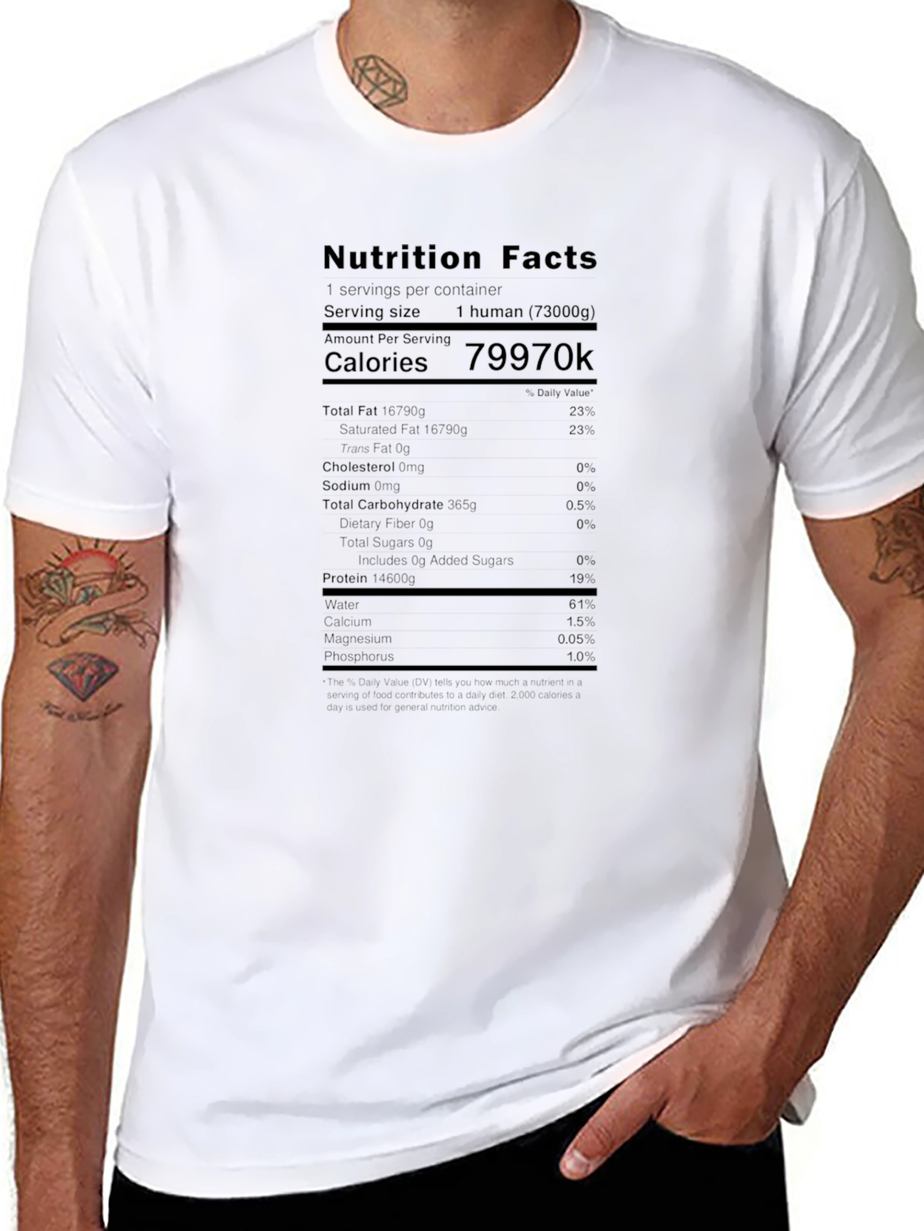 Nutrition Facts Funny Human T-Shirt