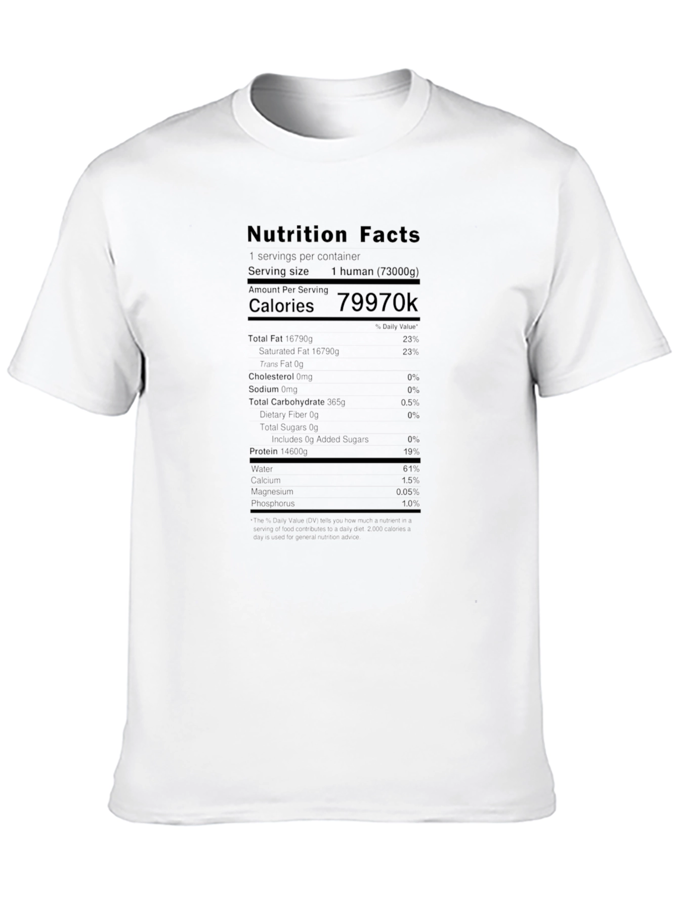 Nutrition Facts Funny Human T-Shirt