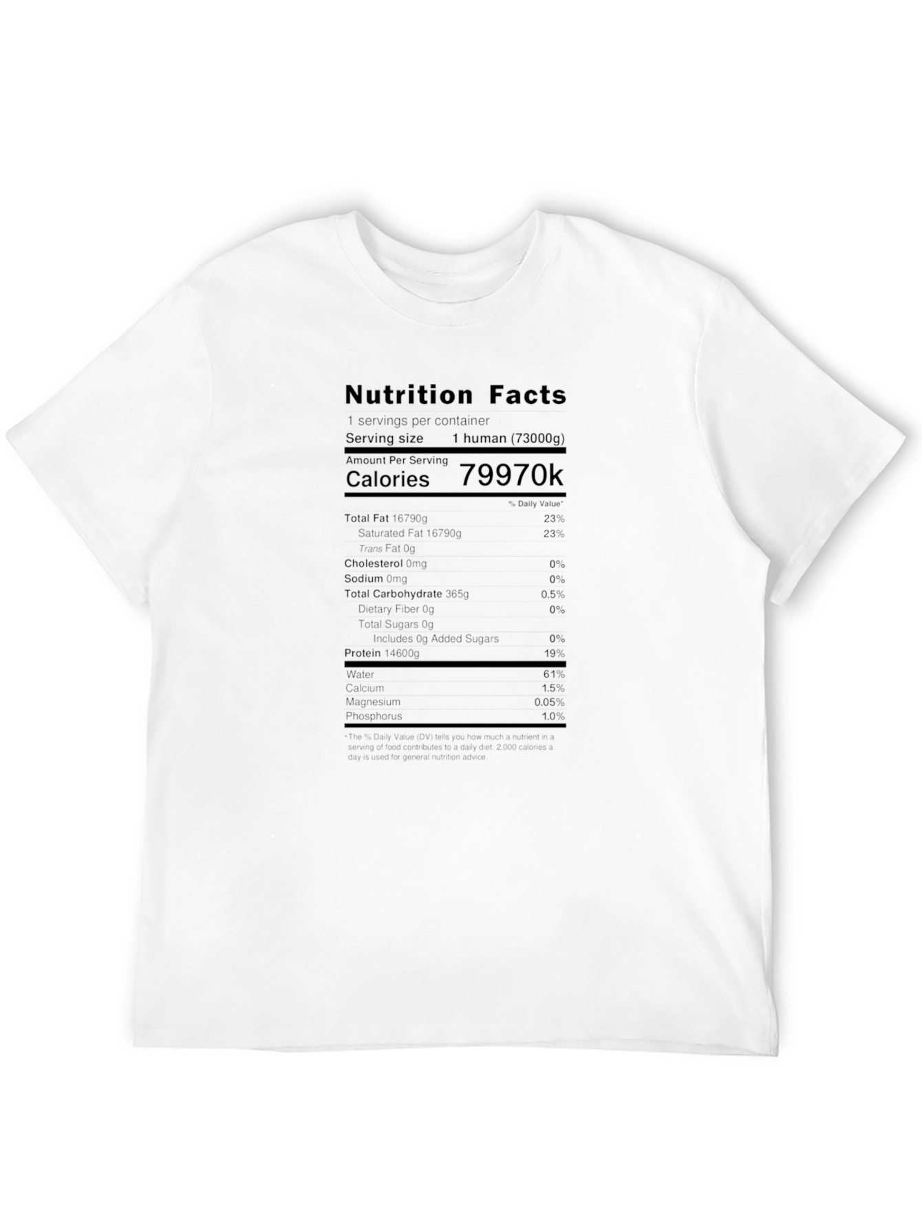 Nutrition Facts Funny Human T-Shirt